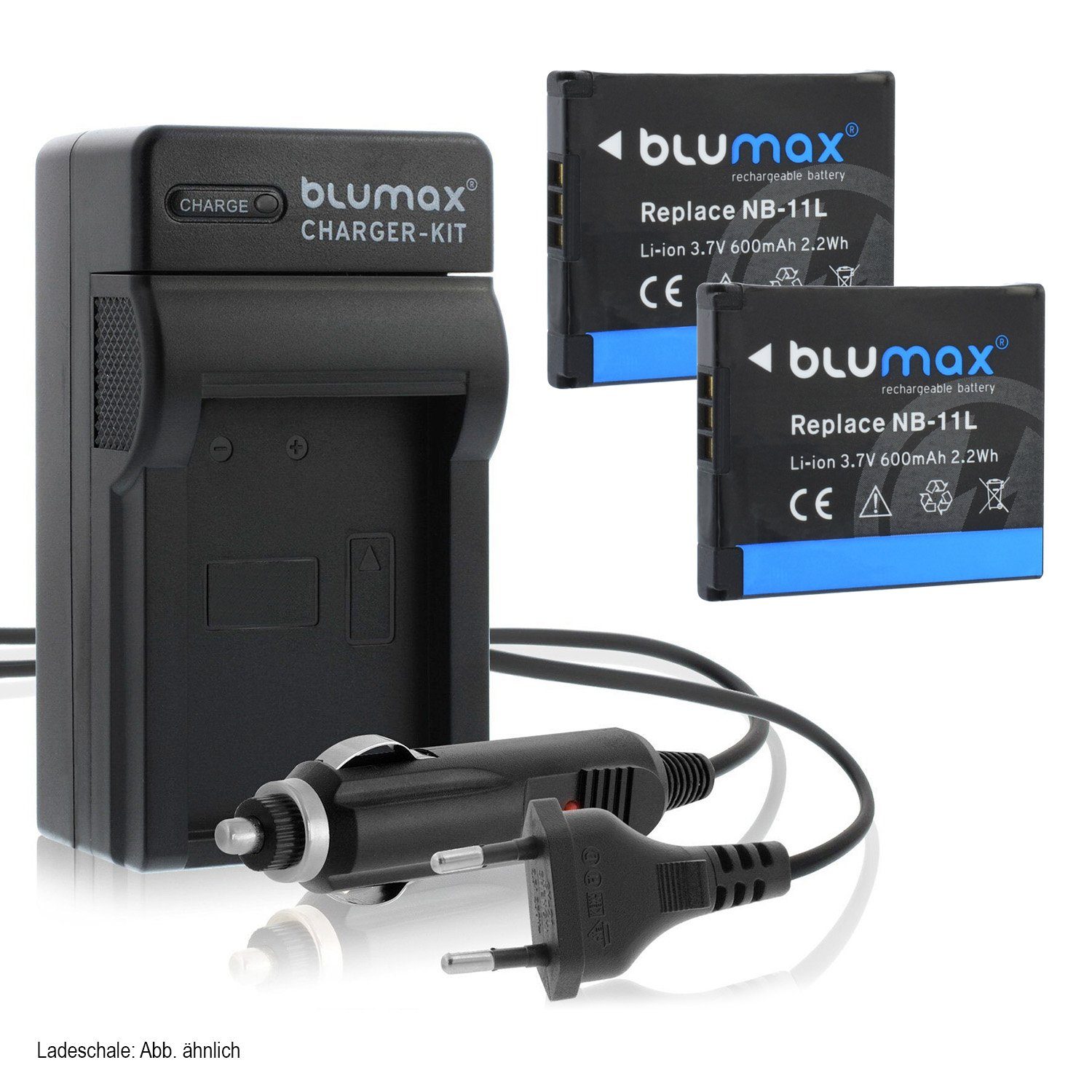 Blumax Set mit Lader für Canon NB-11L NB-11LH IXUS 600mAh Kamera-Akku