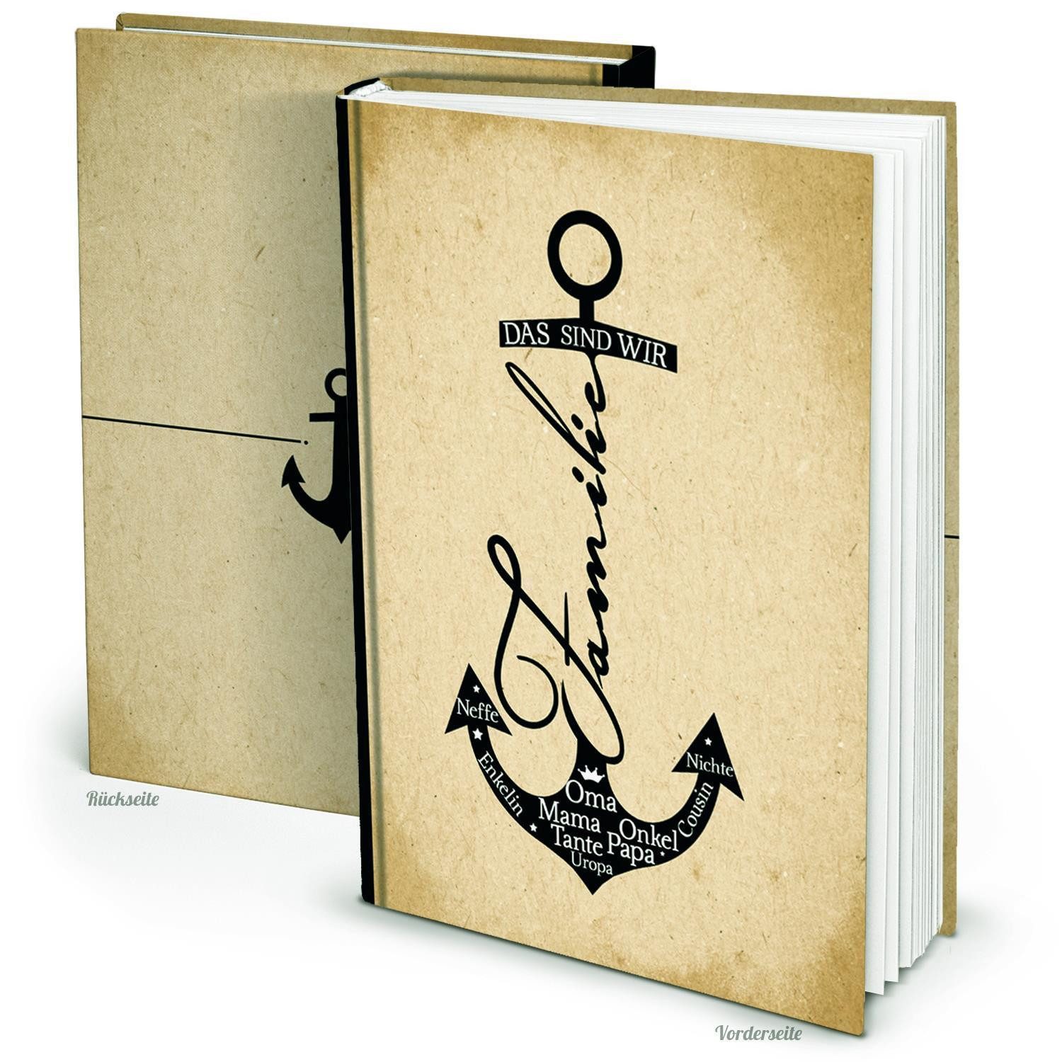Logbuch-Verlag Notizbuch Familienbuch XXL beige mit Anker-Motiv DIN A4 - Familienalbum