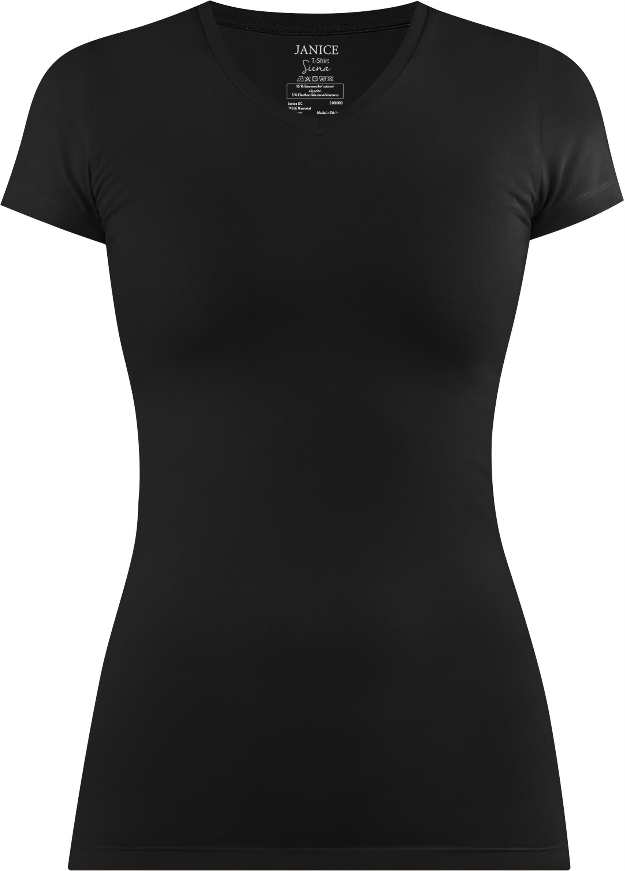 normani Kurzarmshirt Figurbetontes T-Shirt mit V-Ausschnitt günstig online kaufen