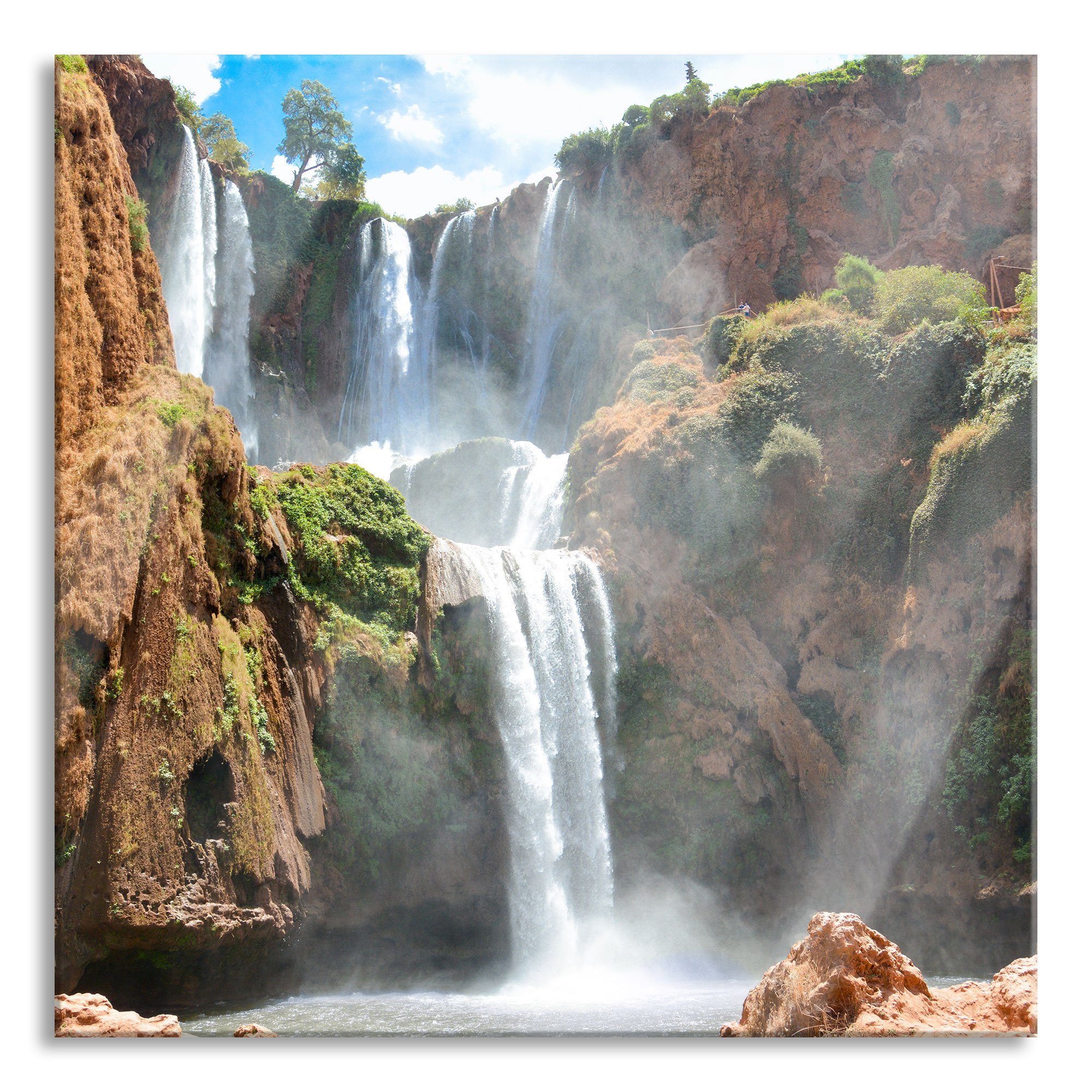 Pixxprint Glasbild Spektakulärer Wasserfall, Spektakulärer Wasserfall (1 St), Glasbild aus Echtglas, inkl. Aufhängungen und Abstandshalter