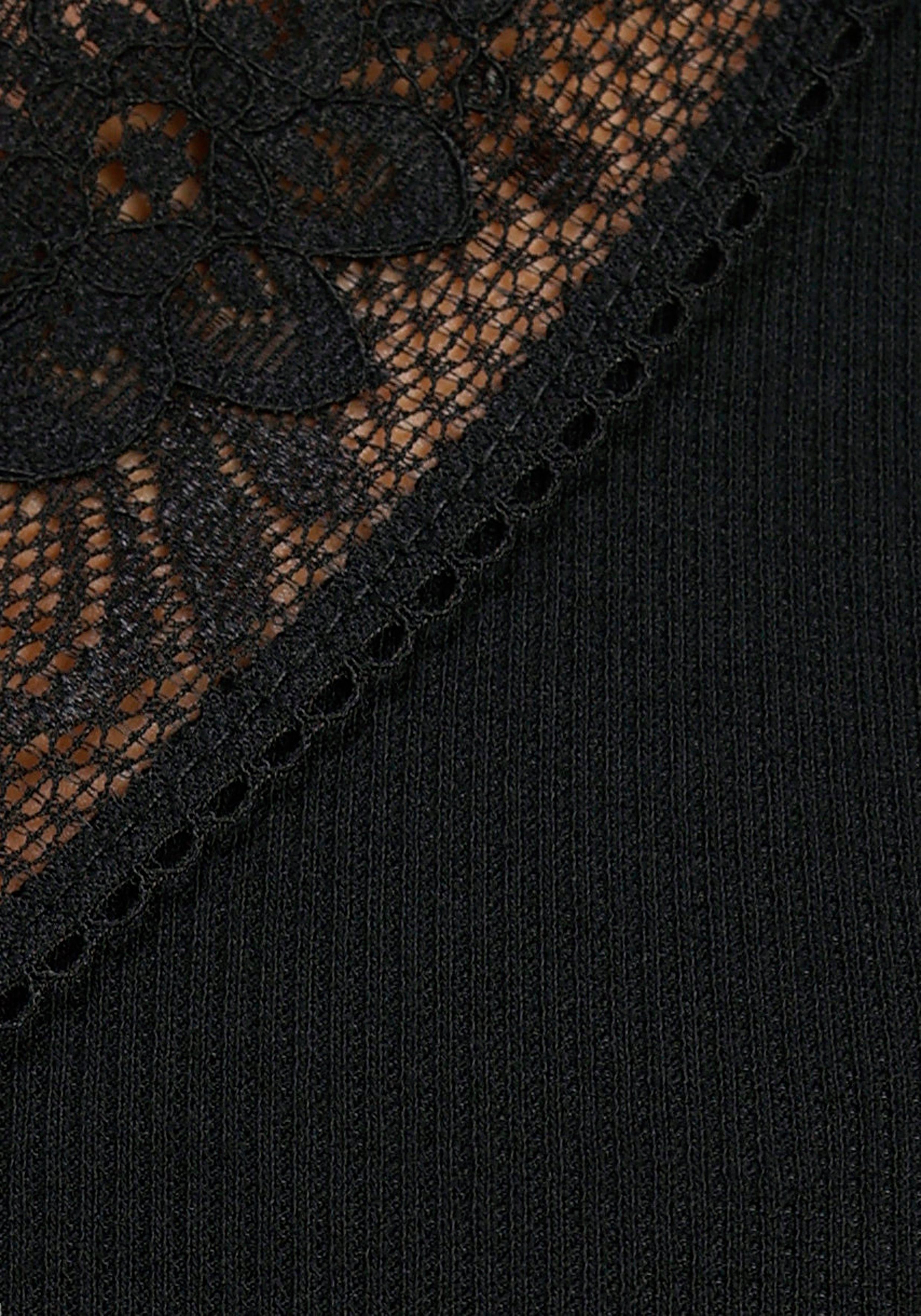 Laura Scott V-Shirt sehr figurbetonte Passform, aus elastischem Jersey, mit Spitze