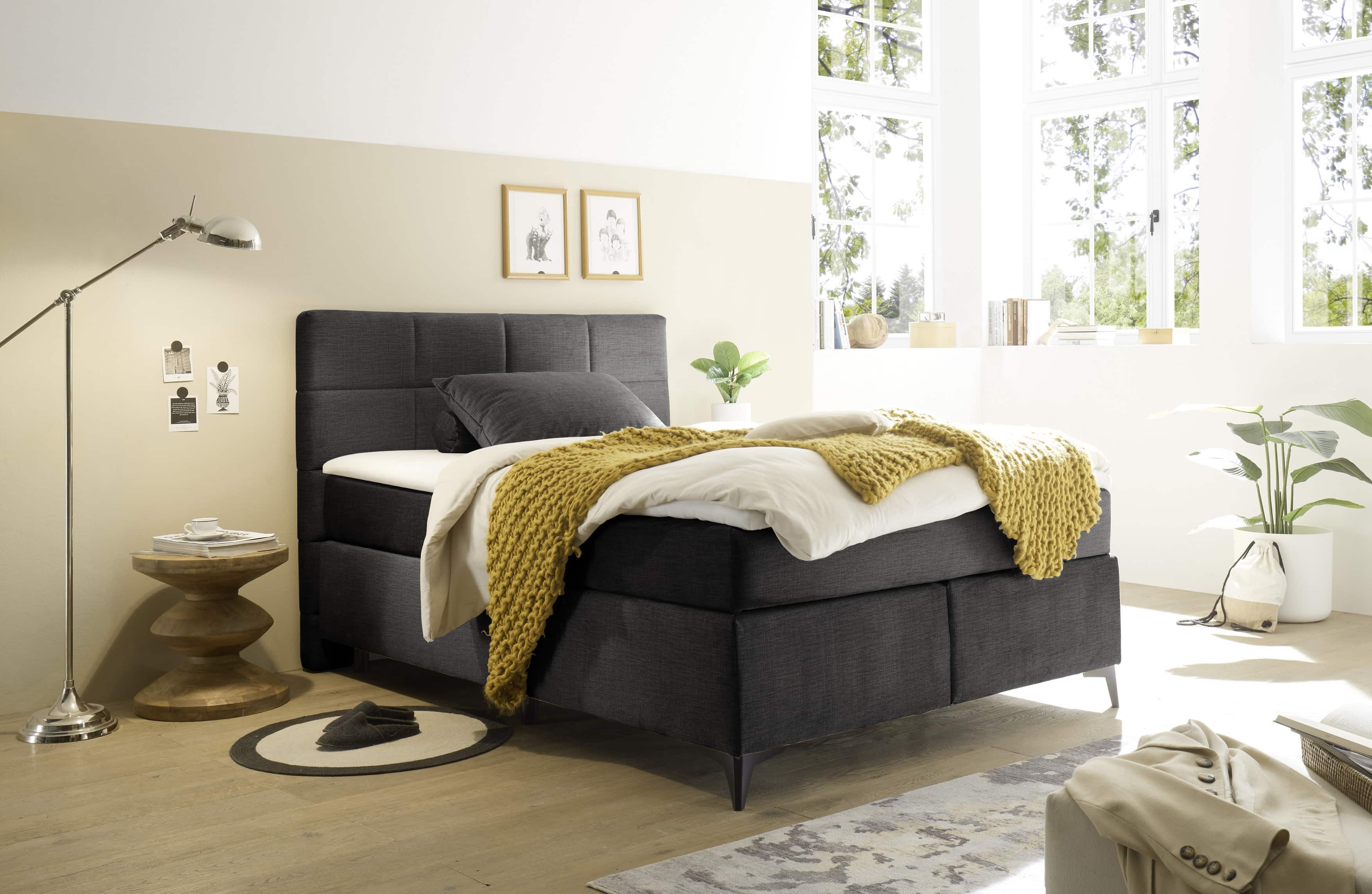 ED EXCITING DESIGN Boxspringbett Navarra – 140x200 und 180x200 inkl. Topper und Matratze (Inklusive Matratze und Topper), Pflegeleichter Bezug, wählbare Größe & stilvolle Farbvielfalt