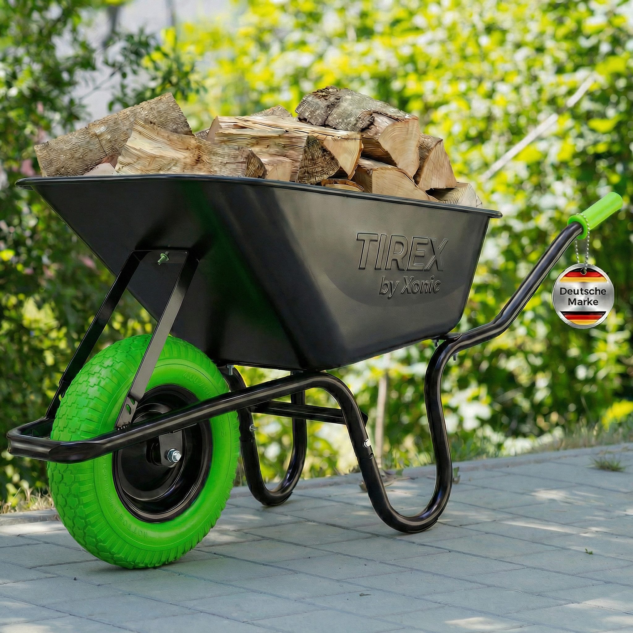 Xonic Schubkarre TIREX by xonic® Schubkarre Verzinkte Wanne bis 250kg Grün Schwarz