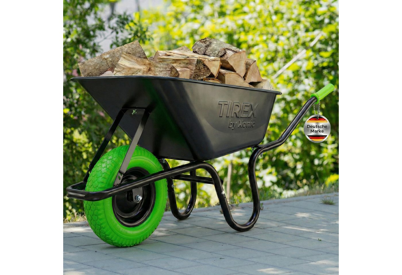 Xonic Schubkarre TIREX by xonic® Schubkarre Verzinkte Wanne bis 250kg Grün Schwarz