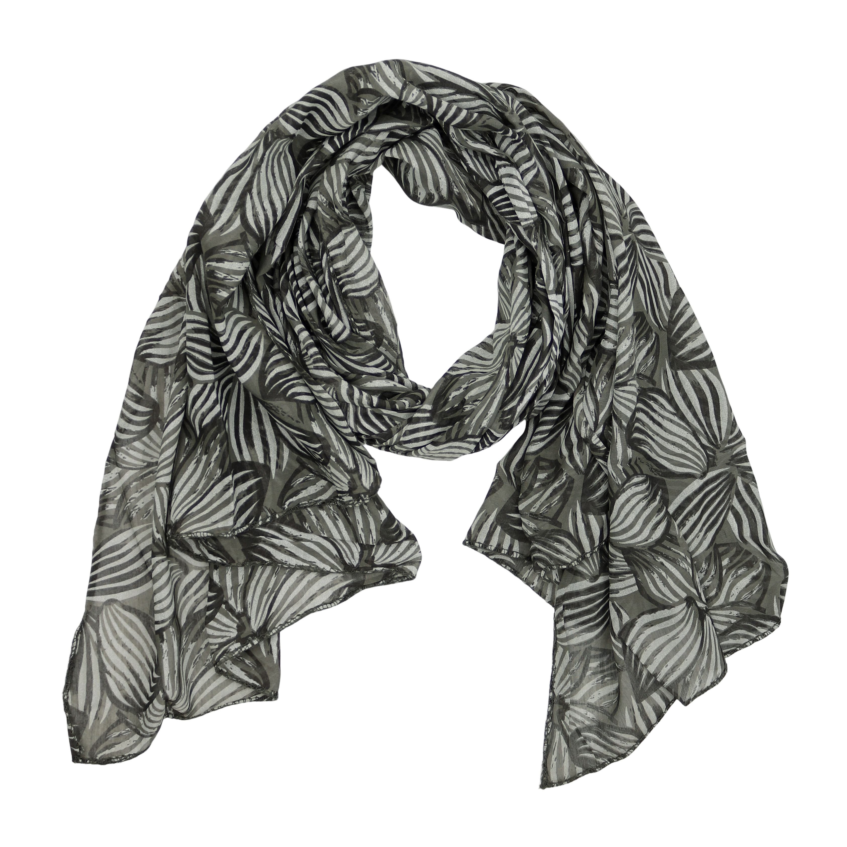 MIRROSI Modeschal Asymmetrischer Schal, Made in Italy 20% Seide 80% Baumwolle, (ca.177x77cm; Leicht und bequem, Blumen Print, Neue Kollektion Herbst/Winter 2026), Damen Halstuch ideal für Frühling, Sommer und Herbst