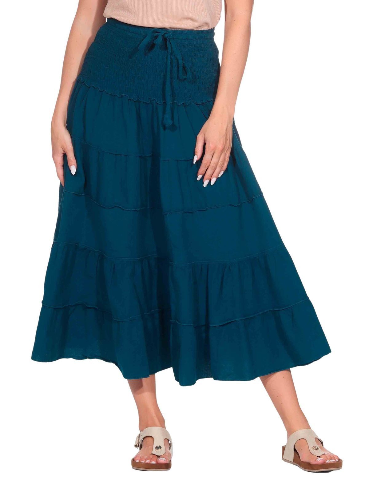 KUNST UND MAGIE Stufenrock Sommerrock Damen Rock Baumwolle – Boho Maxirock günstig online kaufen