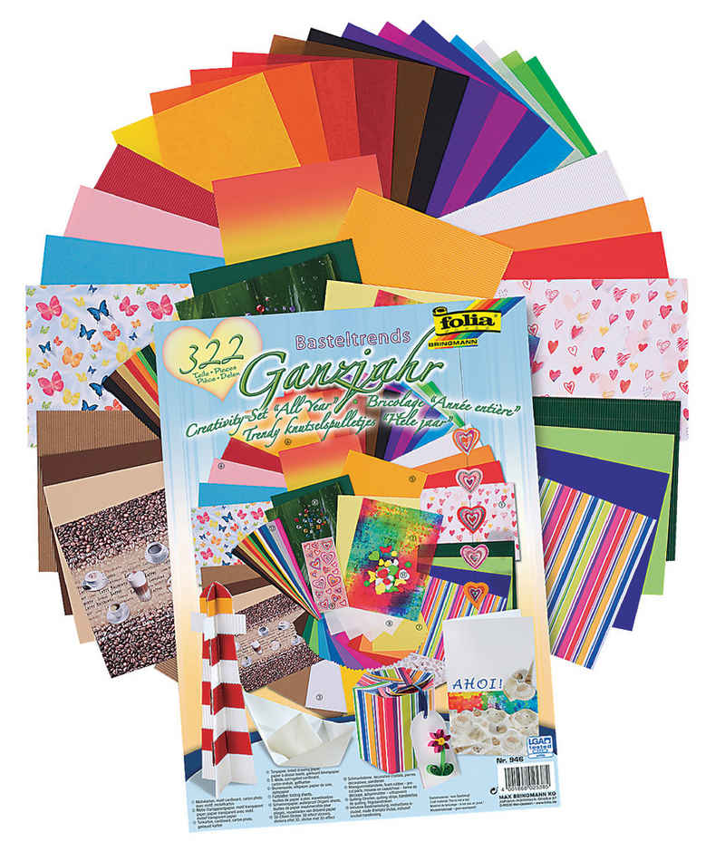 Folia Motivpapier Bastel-Set Ganzjahr, 322-teilig