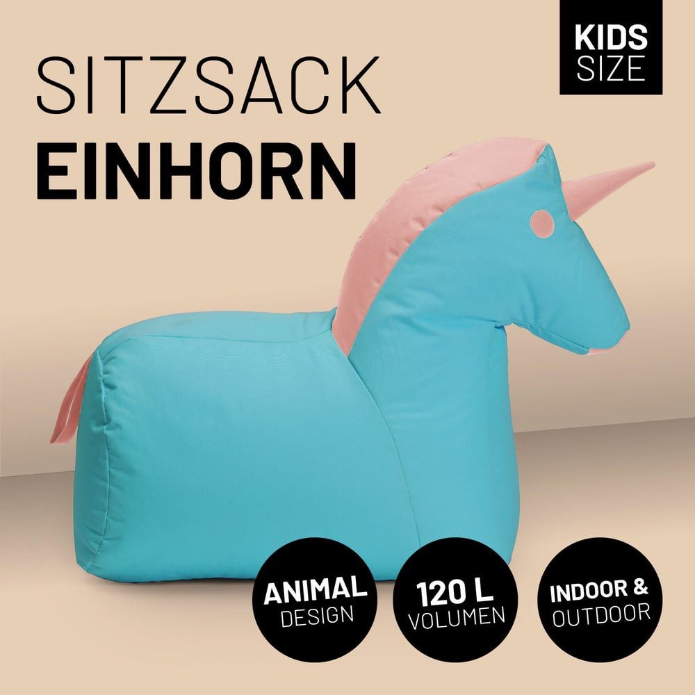 Lumaland Sitzsack Kinder Einhorn Kissen Tier 85x70x45 cm, kuscheliges Sitzk günstig online kaufen