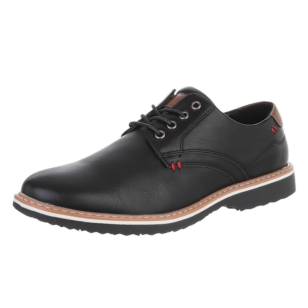 Coolwalk Herren Schnürschuh Leder-Optik mit Profilsohle Schnürschuh (92422583) Blockabsatz Schnürer in Schwarz
