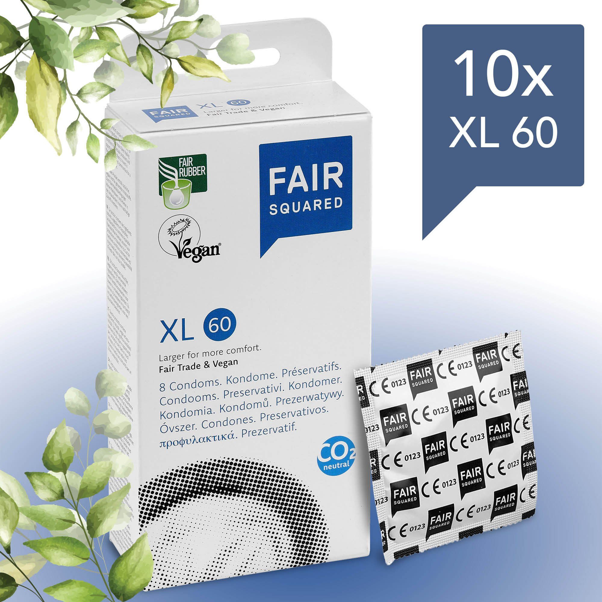XL hauchzart – Kondome 60 gefühlsecht Kondom Kondome FAIR – gehandeltem Vegane Squared Naturkautschuk mm Kondome Fair SQUARED aus fair