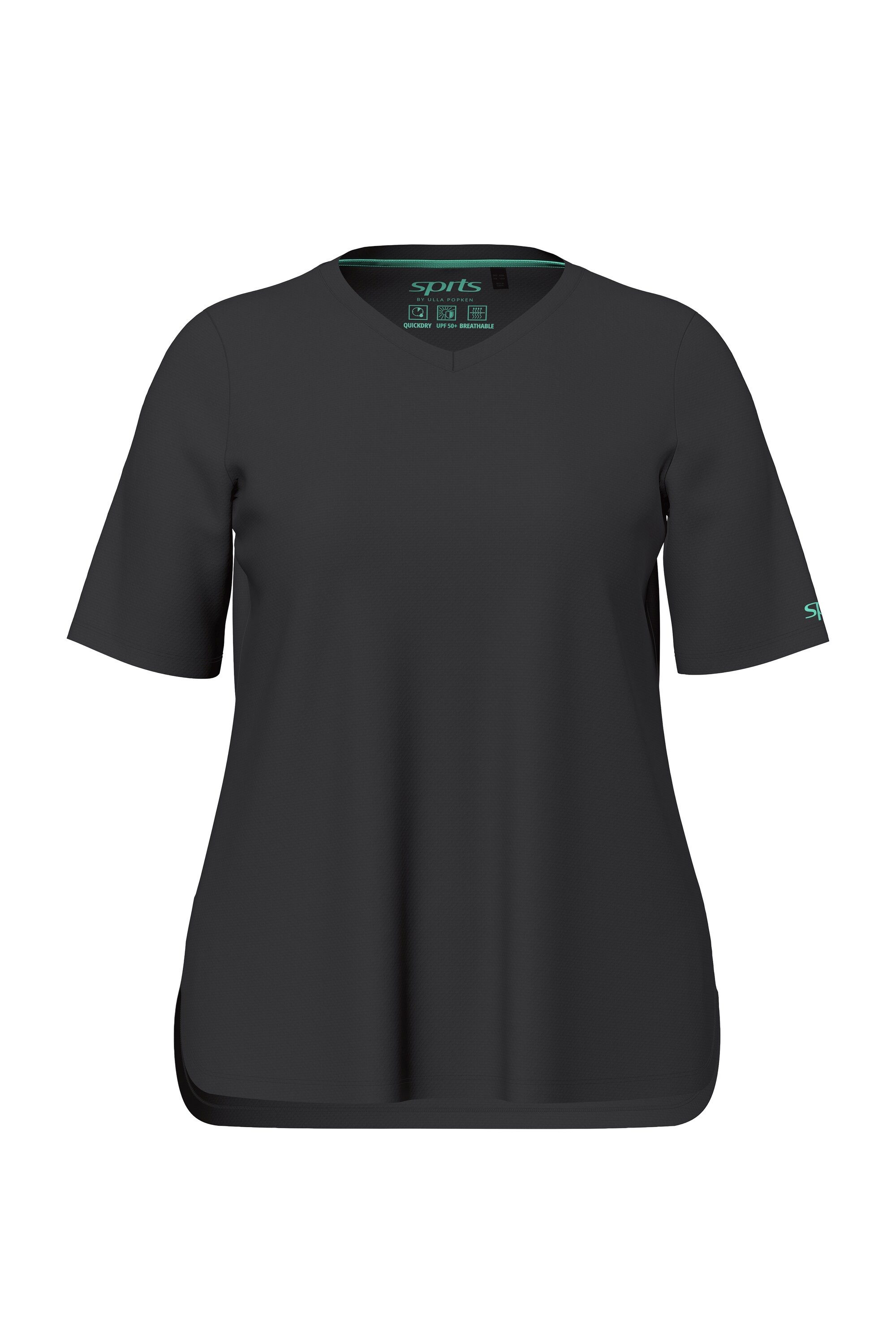 Ulla Popken T-Shirt Funktions-Shirt V-Ausschnitt Halbarm recycelt
