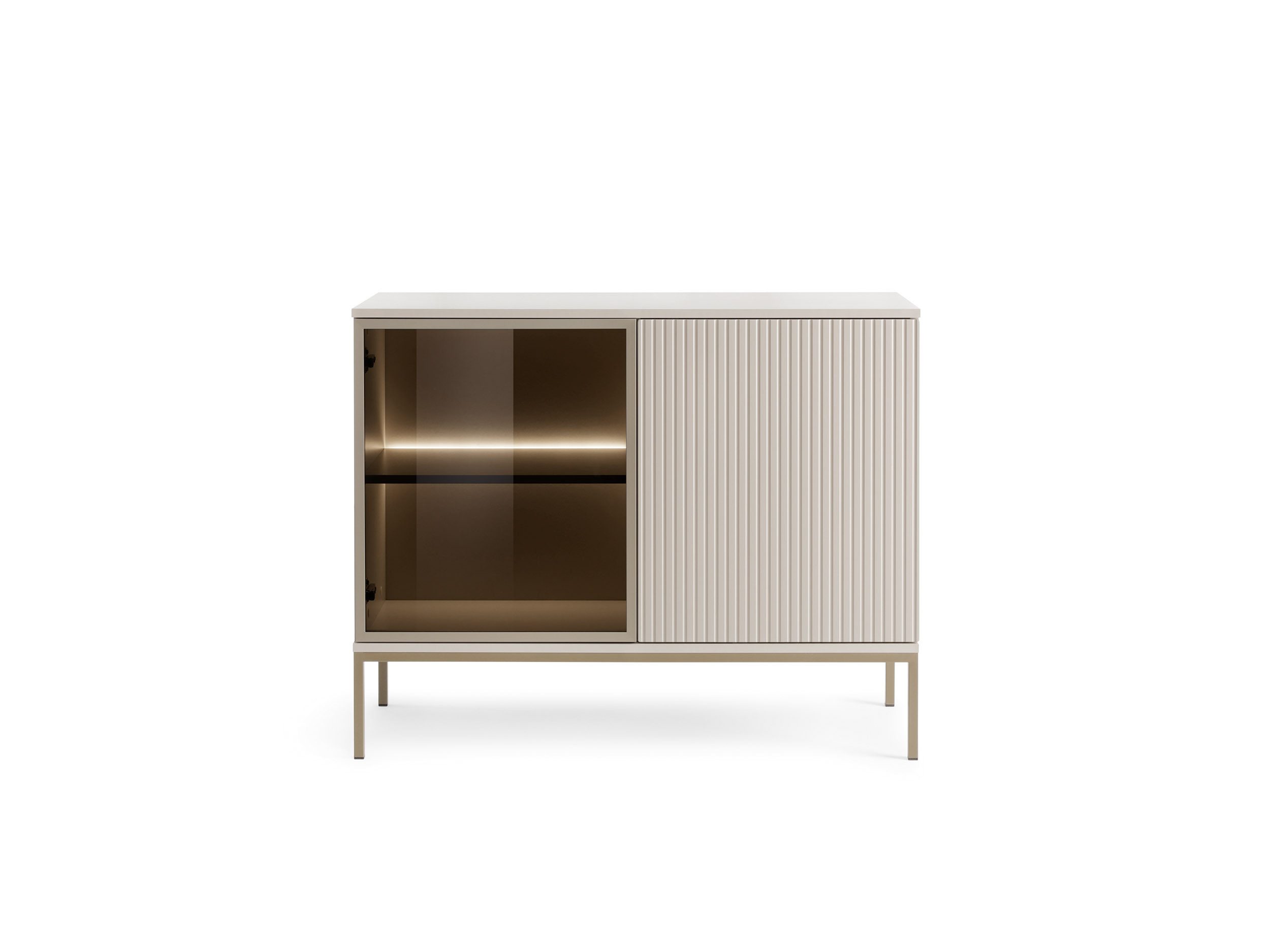 MOEBLO Kommode Sentino S104 (Eiche wotan Sideboard Wohnzimmer Kommode Schlafzimmer Komodenschrank Highboard, Kommode mit gefräster Front), (HxBxT):83x104x39cm
