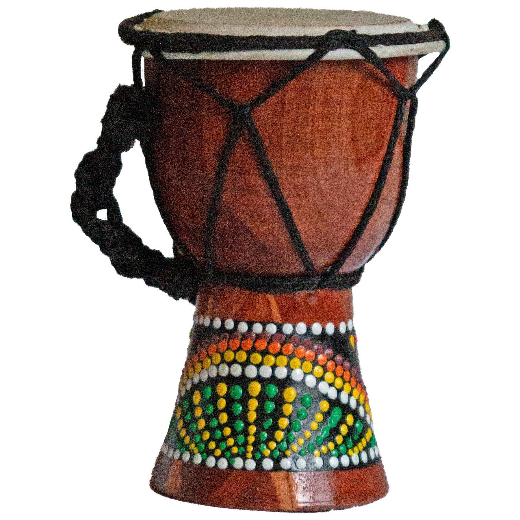 Trommel Djembe Trommel 12 cm Bongo Afrika - bemalt Dot Painting