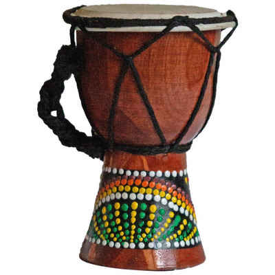 SIMANDRA Spielzeug-Musikinstrument Djembe Trommel 12 cm Bongo Afrika - bemalt Dot Painting