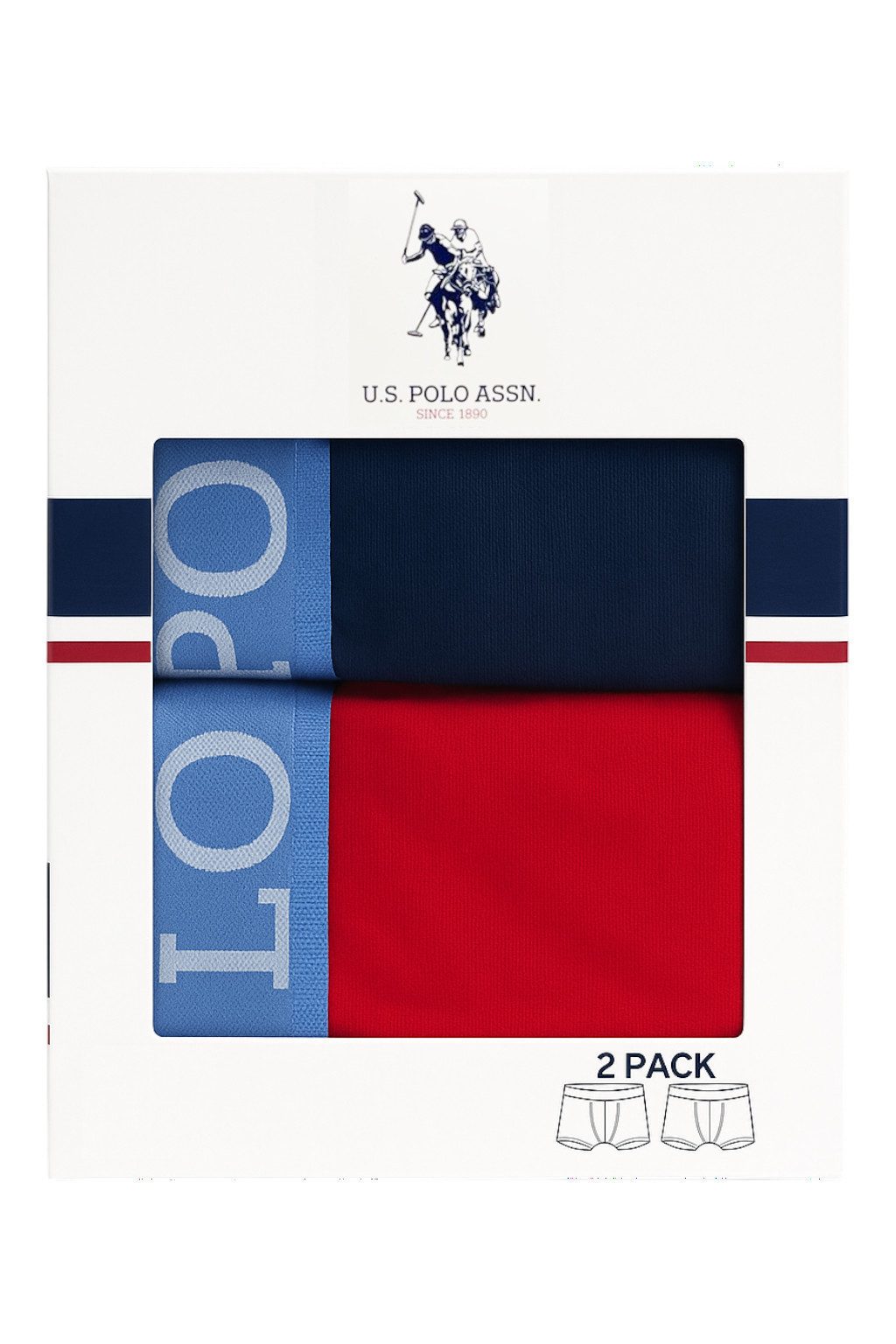U.S. Polo Assn. Boxershorts Unterwäsche US16133 (Baumwolle) rot/navyblau Herren - 2 Stück