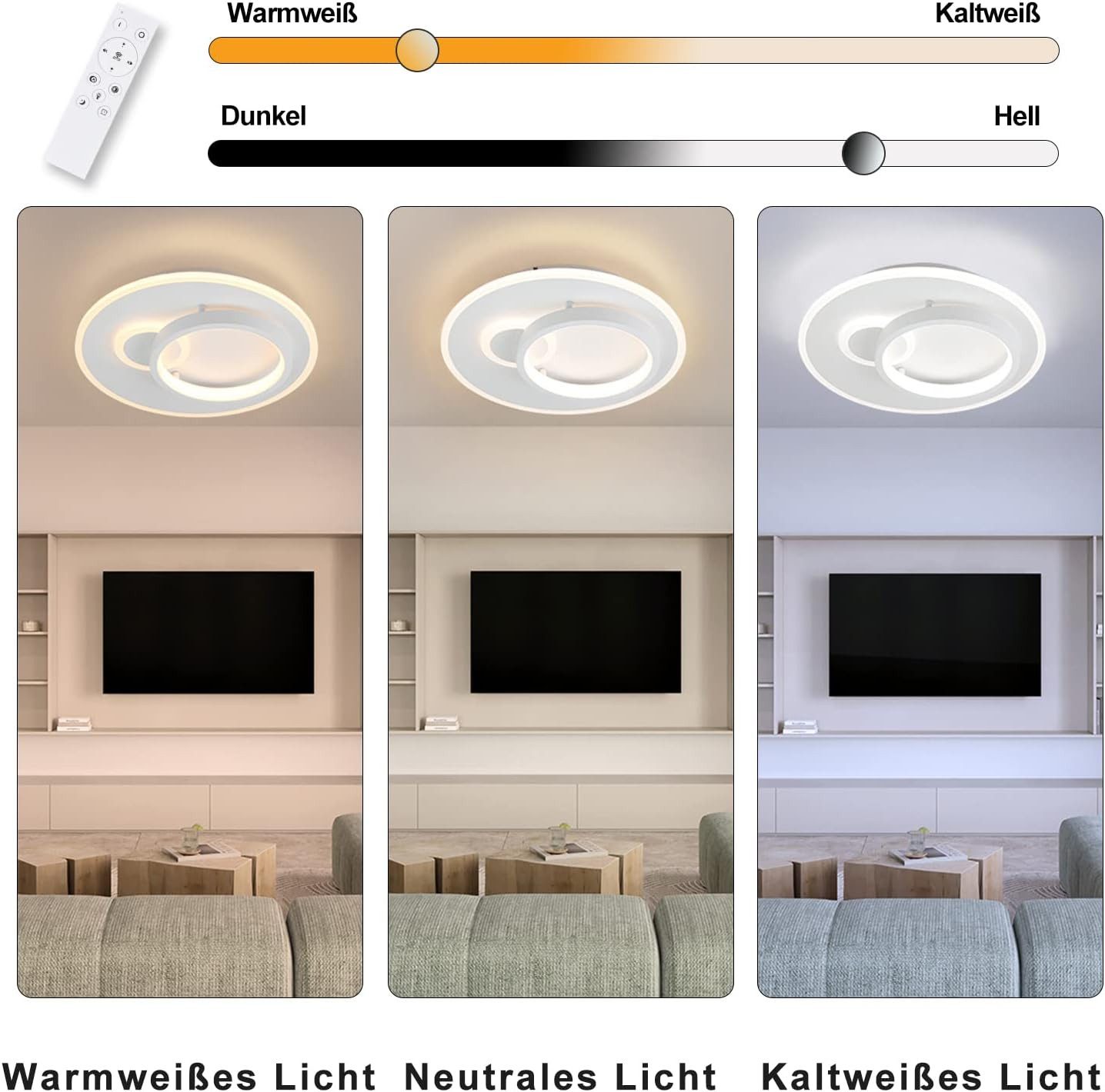 Nettlife LED Deckenleuchte 33W Dimmbar mit Fernbedienung Flurlampe, Augensc günstig online kaufen
