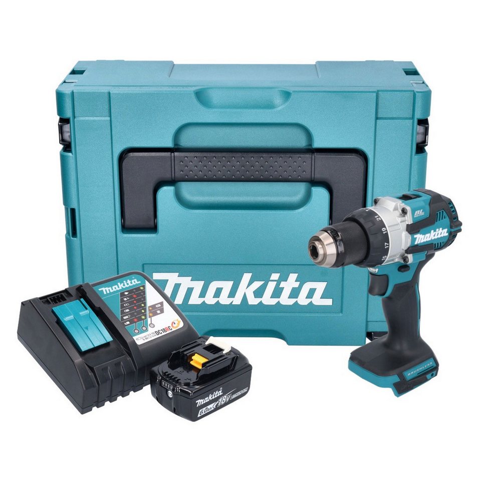 Thumbnail - Makita Schlagbohrmaschine Makita DHP 489 RG1J Akku Schlagbohrschrauber 18 V 73 Nm Brushless + 1x