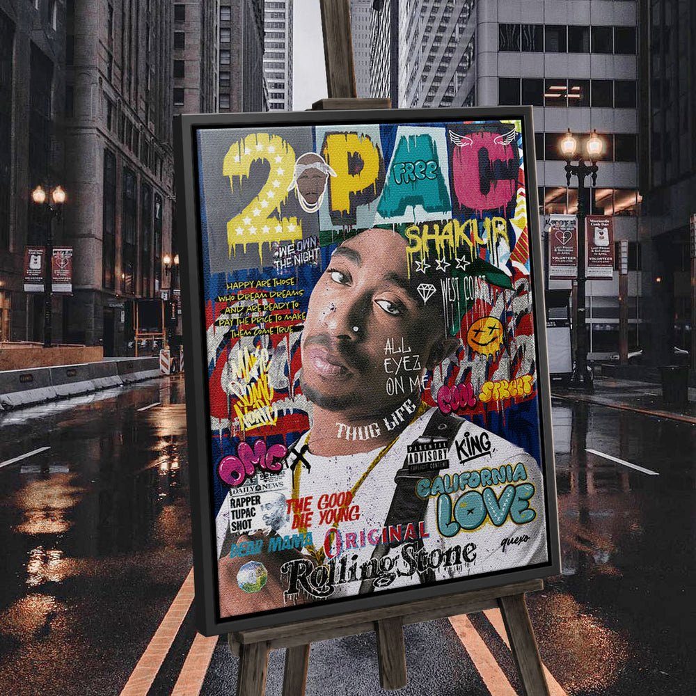 Ra 2Pac music Tupac DOTCOMCANVAS® Art USA weißer Leinwandbild, Pop Leinwandbild mit Rahmen Rapper premium Shakur