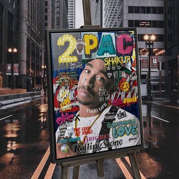 DOTCOMCANVAS® Leinwandbild, Leinwandbild 2Pac Tupac Shakur USA Rapper music Pop Art mit premium Ra