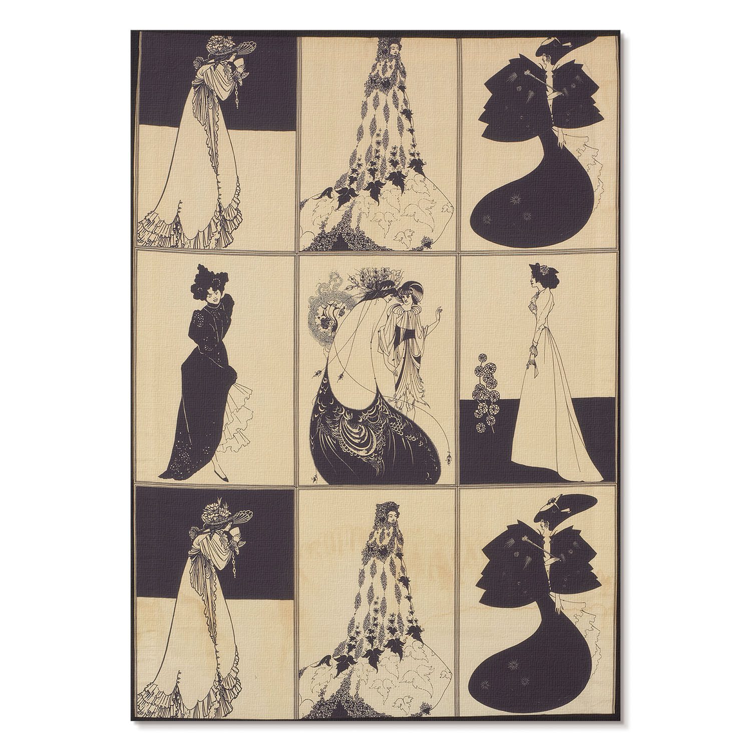 Tulup Poster Leinwanddruck Wandposter Kunstdrucke Leinwandbild Deko A1-A4 Druck, Aubrey Beardsley - Panel, Beige, Malerei, Klassisch, Menschen