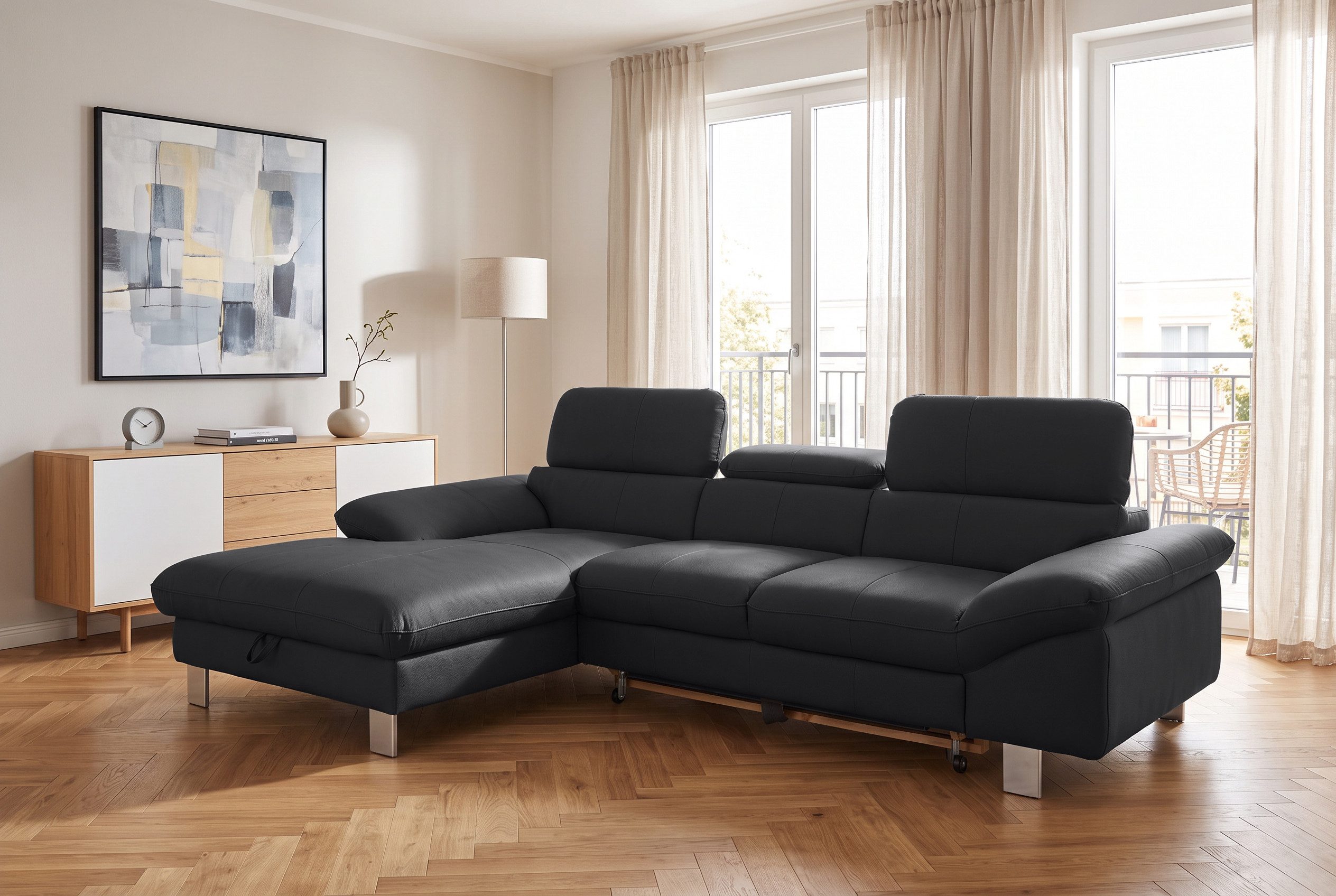 COTTA Ecksofa Driver L-Form, B:268 cm, moderne Couch mit Wellenunterfederung, Kopfteilverstellung, optional Schlaffunktion & Bettkasten