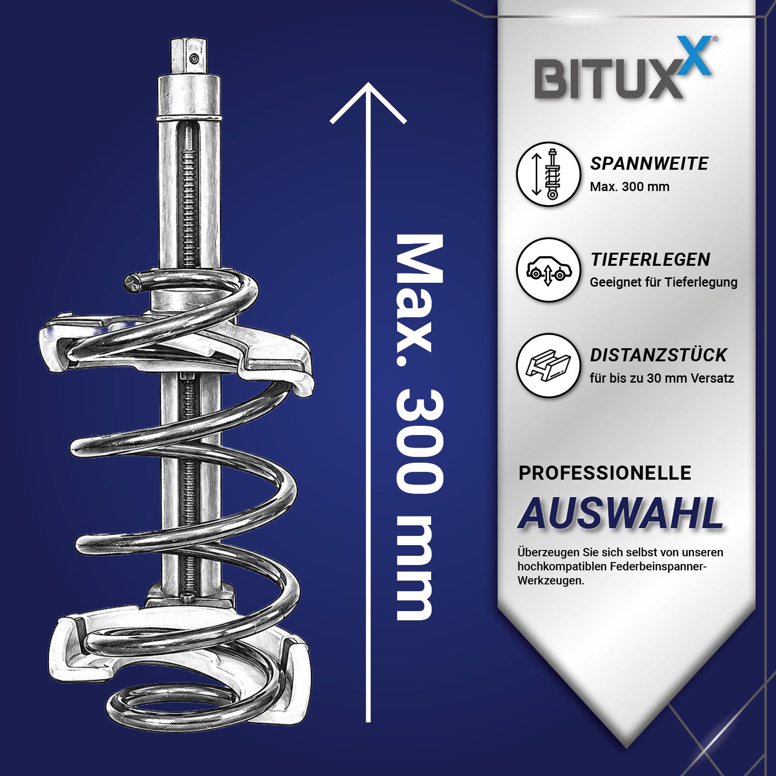 Bituxx Montagewerkzeug Universal Federspanner-Set für Federbeine Gelb, (Set, 5-tlg., MS-16319) – Bild 4 von 5