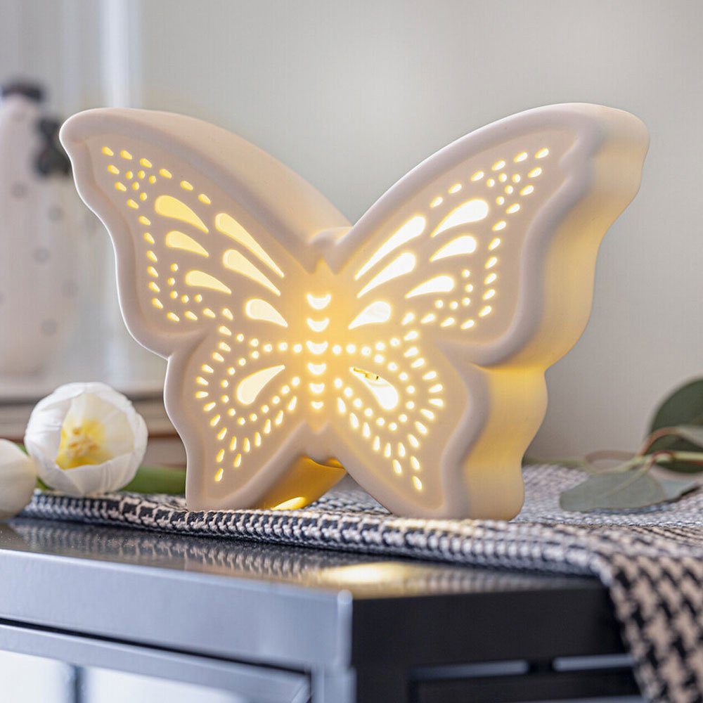 Home-trends24.de Dekofigur LED Schmetterling Leuchtdeko Deko Figur Figuren Warmweiß