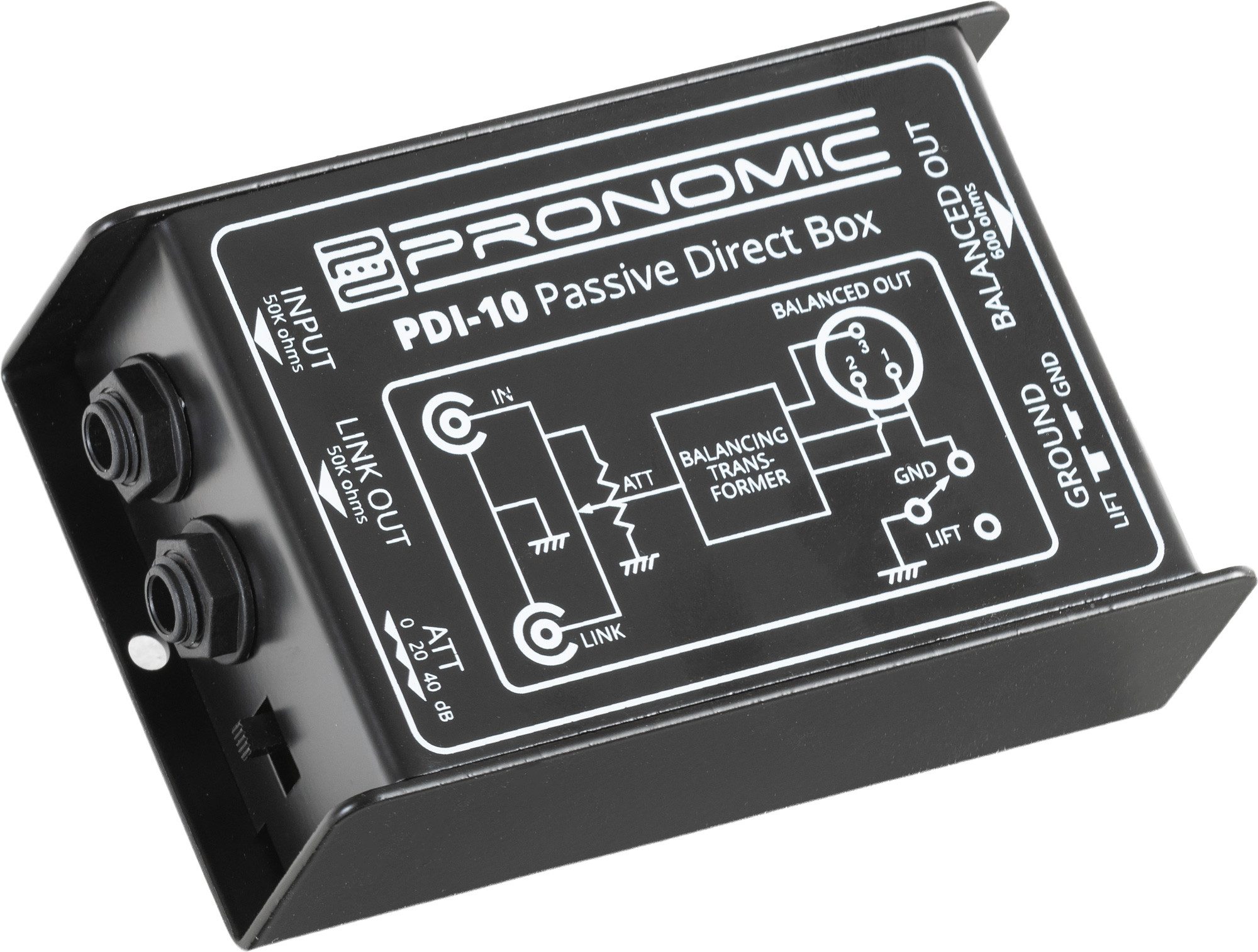 Pronomic Audio-Wandler PDI-10 passive DI-Box, (Stück), Signalanpassung Eingangspegel, Ground-Lift-Schalter