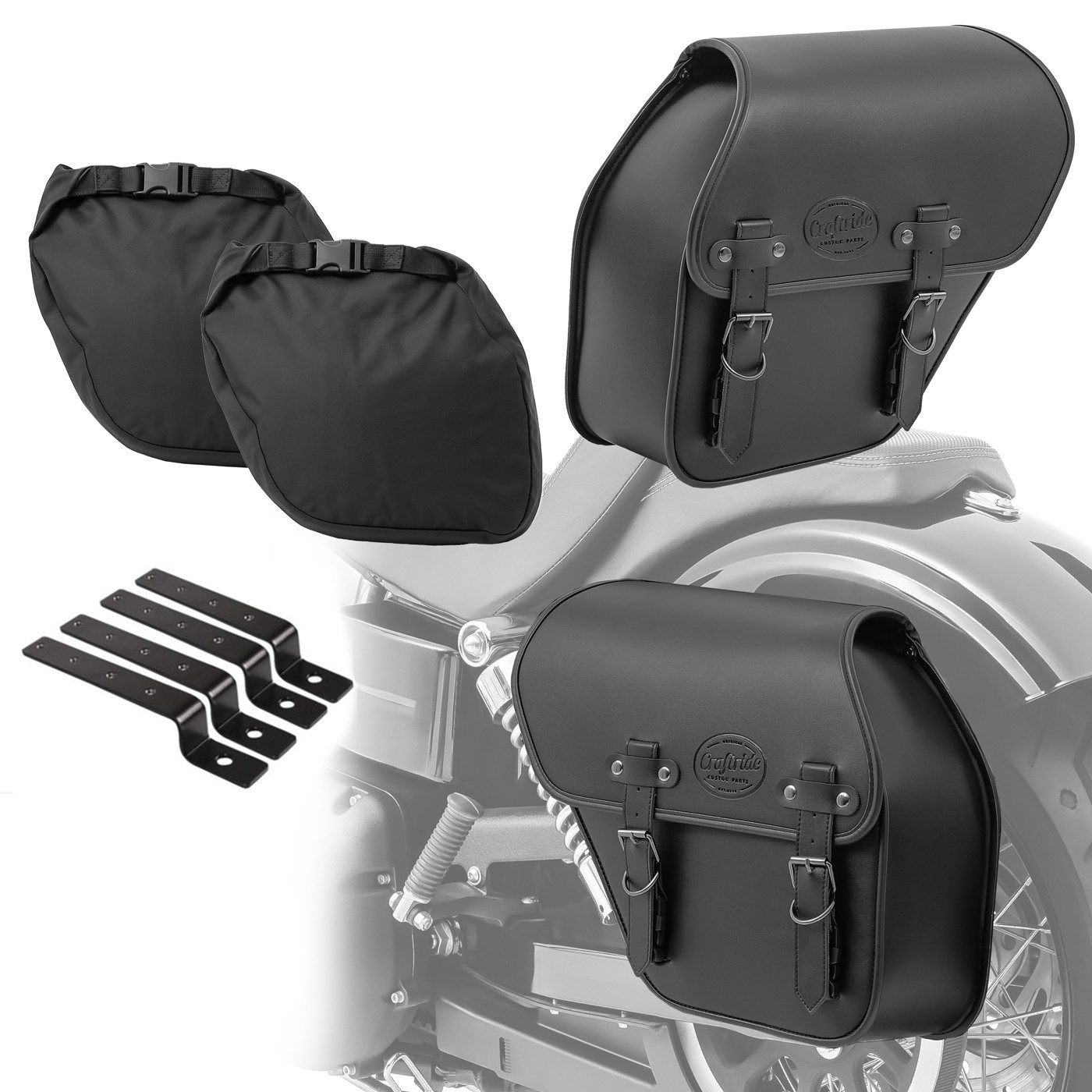 Satteltasche Set 2x Satteltasche + Haltesatz für Kawasaki Vulcan S / Café Fargo