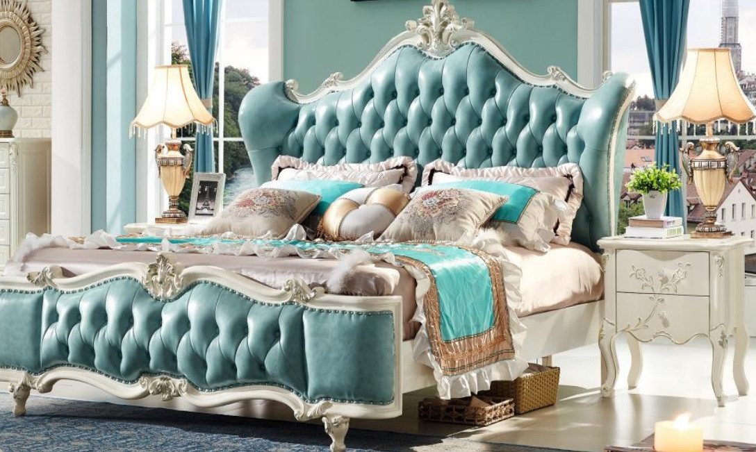 JVmoebel Schlafzimmer-Set Stilvolles Schlafzimmer Set Holz 2 Nachttische klassisch luxuriös