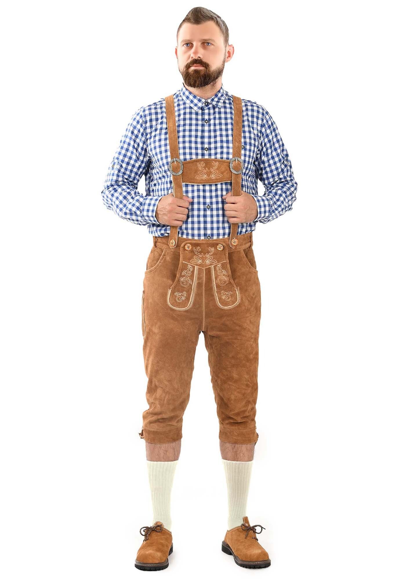 Alessandro Salvarini Trachtenlederhose ASSeppl Lederhose aus Echtleder mit Träger im traditionellen Stil