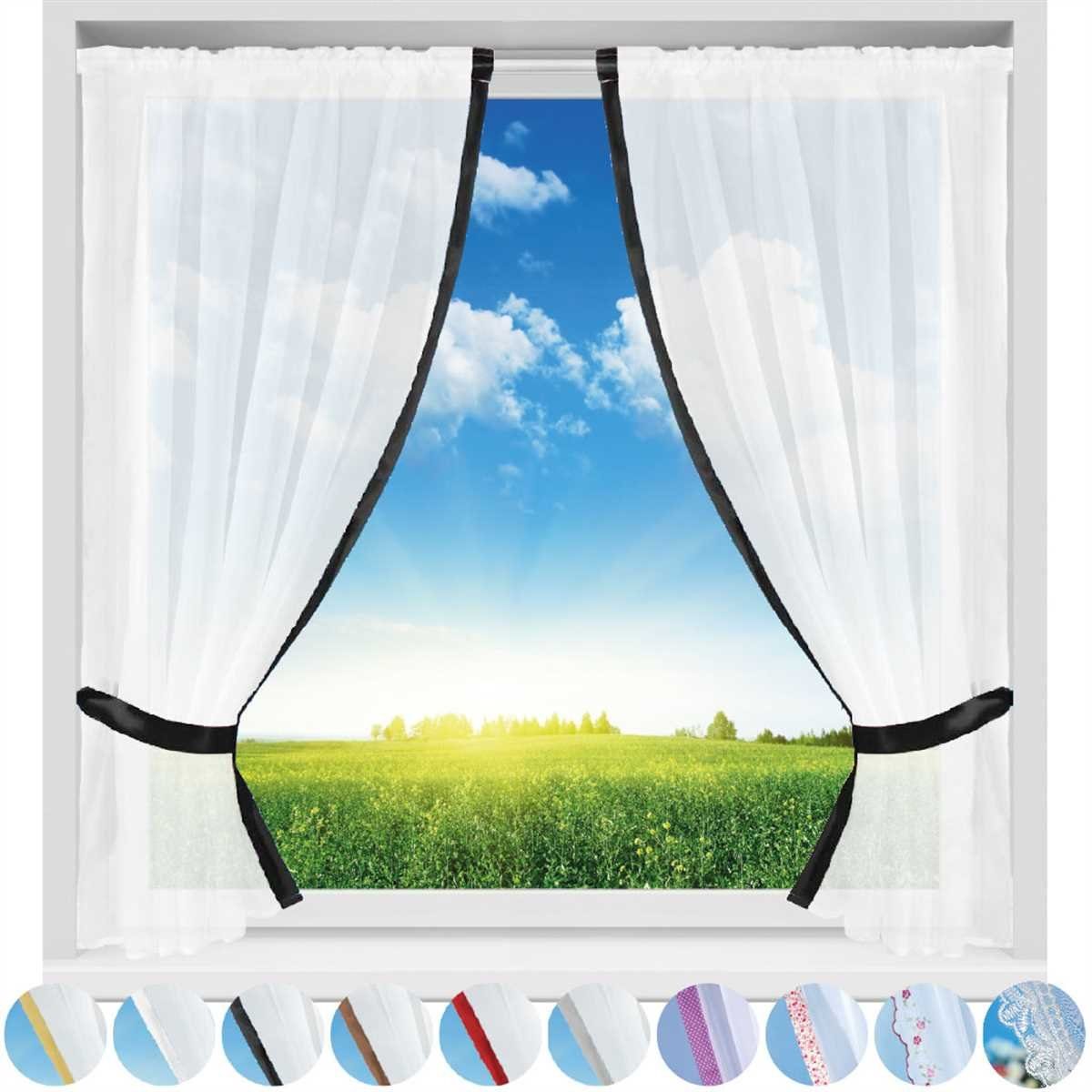 Arsvita Vorhang, Stangendurchzug, transparent, Gardinenset (2 Schlaufenschals, 2 Raffhalter) 140cm x 120cm, Voile