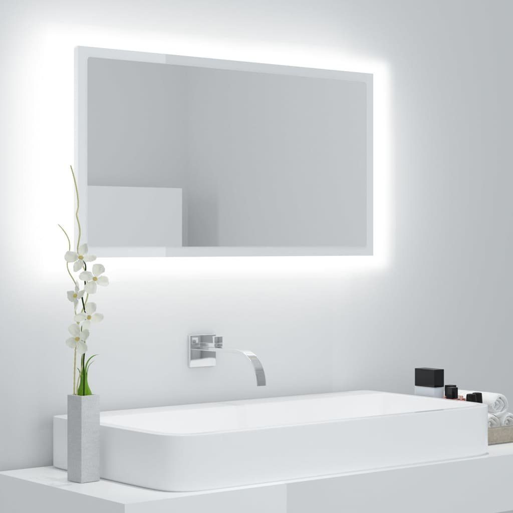 vidaXL Badezimmerspiegelschrank LED-Badspiegel Hochglanz-Weiß 80x8,5x37 cm Acryl (1-St)