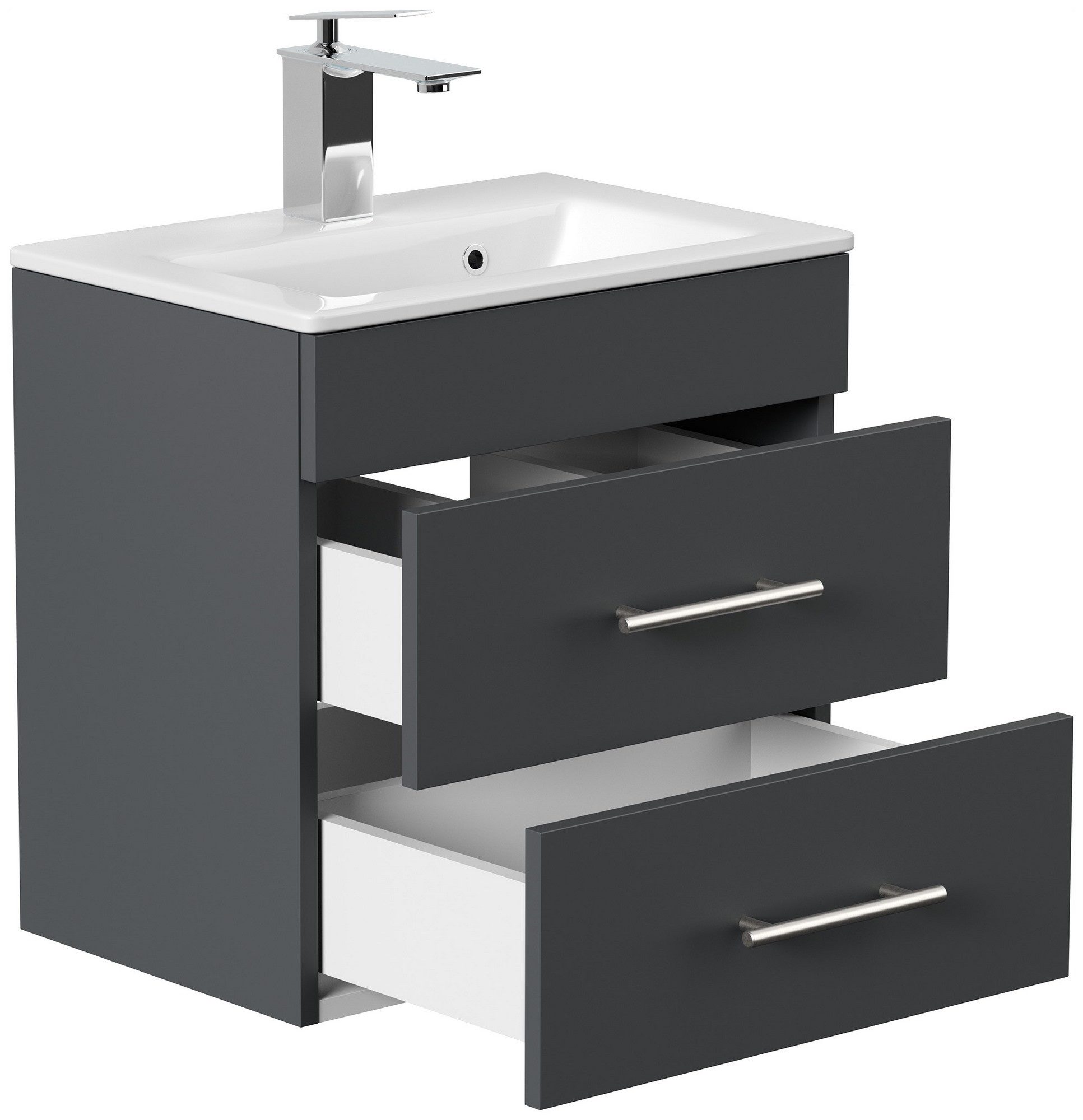 Posseik Badmöbel-Set Badmöbel Waschplatz Breite: 50 cm "Portus 500 SlimLine" Grafit