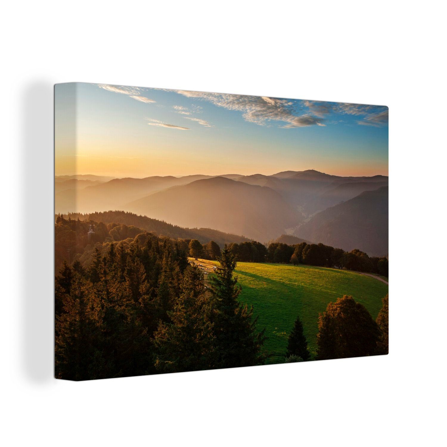 St), 30x20 Blick Deutschland, Leinwandbild Leinwandbilder, cm dicht Wandbild Schwarzwald (1 OneMillionCanvasses® über in bewaldeten den Wanddeko, Aufhängefertig,