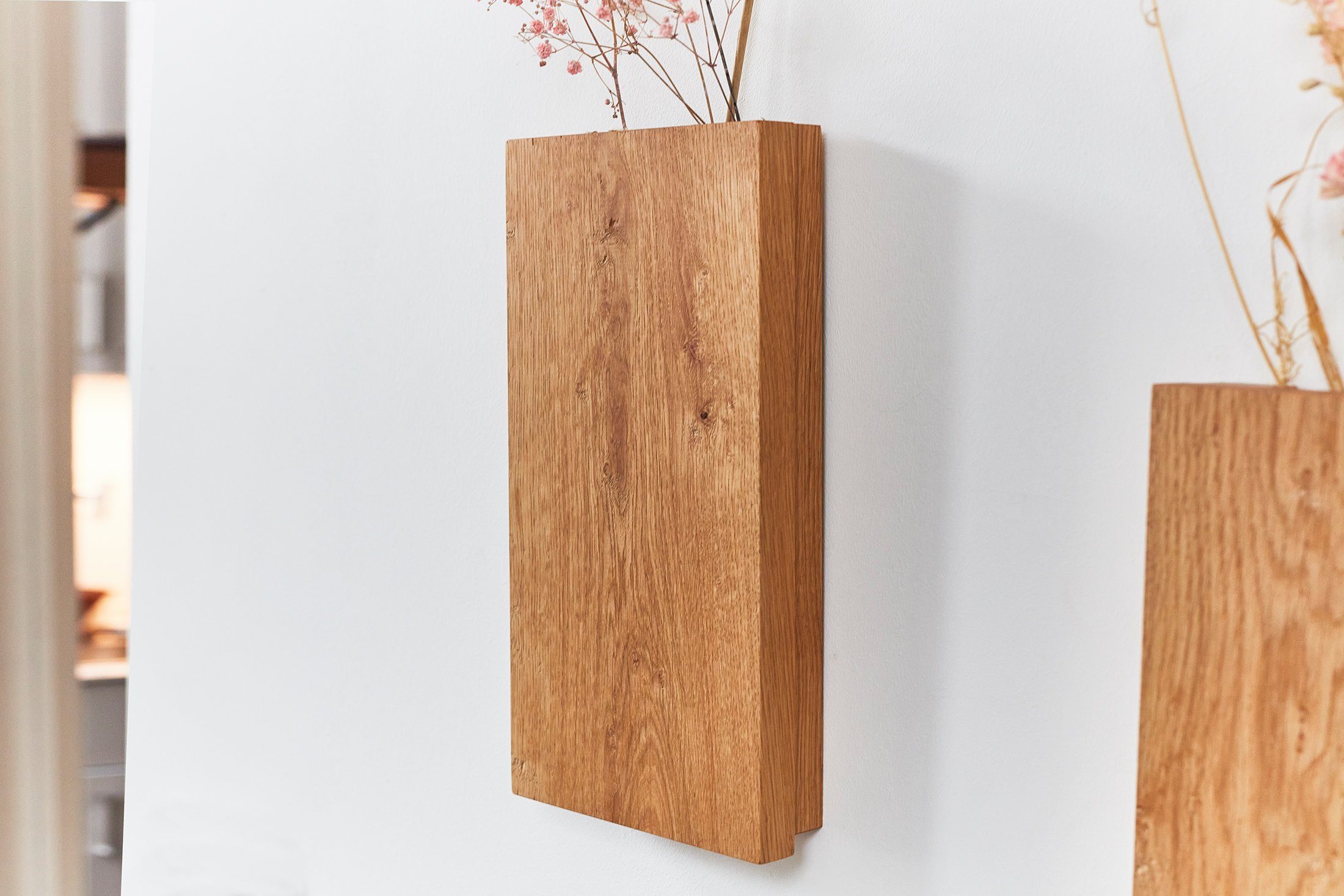 St) Wandvase (1 Eiche Wanddekoobjekt Living Holz Oak