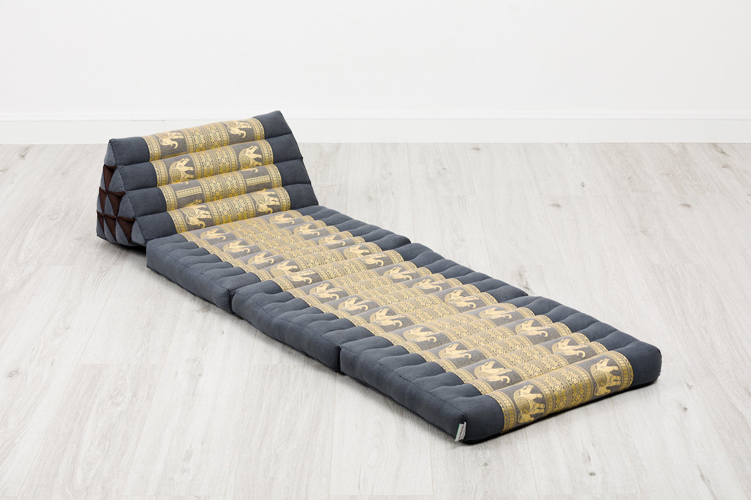 Kapok und Sitzsack handgefertigt, Thaikissen livasia grau vegan 175x55x8cm, (Deluxe) 3 Auflagen