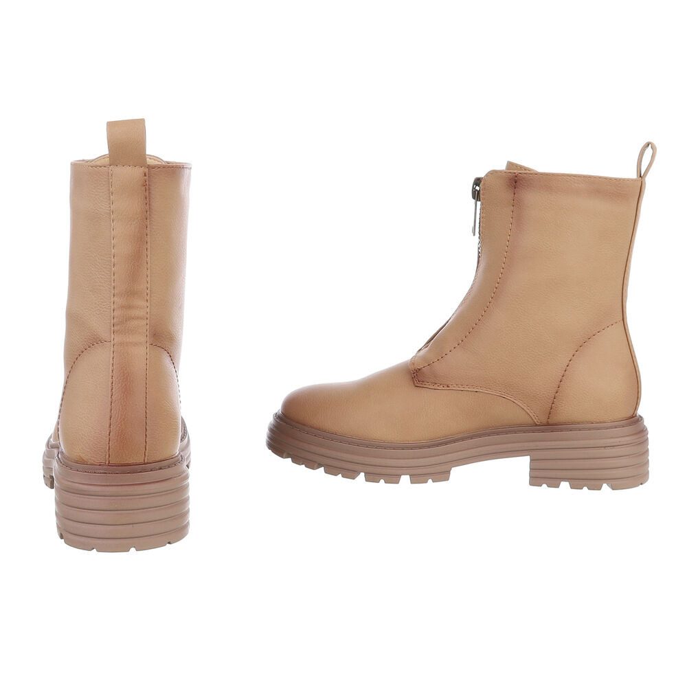 Ital-Design Damen Freizeit Plateaustiefelette (87531868) Blockabsatz Stiefeletten in Hellbraun – Bild 5 von 5