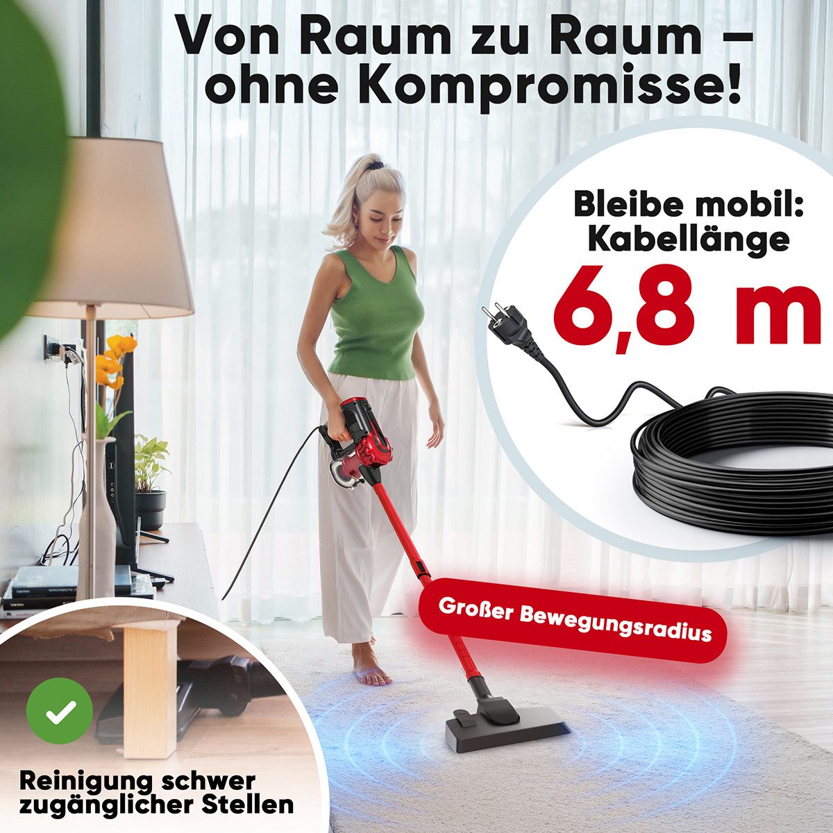 CLATRONIC Bodenstaubsauger BS 1314, Staubsauger Handstaubsauger, starke Saugleistung