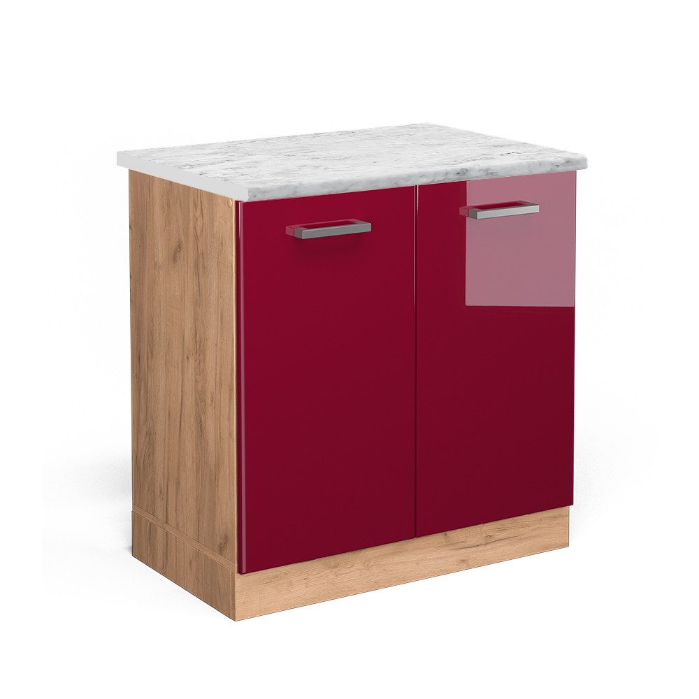 Vicco Spülenunterschrank R-Line, Bordeaux Hochglanz/Goldkraft Eiche, günstig online kaufen