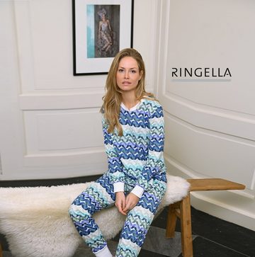 Ringella Pyjama RINGELLA Damen Langarm Pyjama 'Geometric' mit Stri