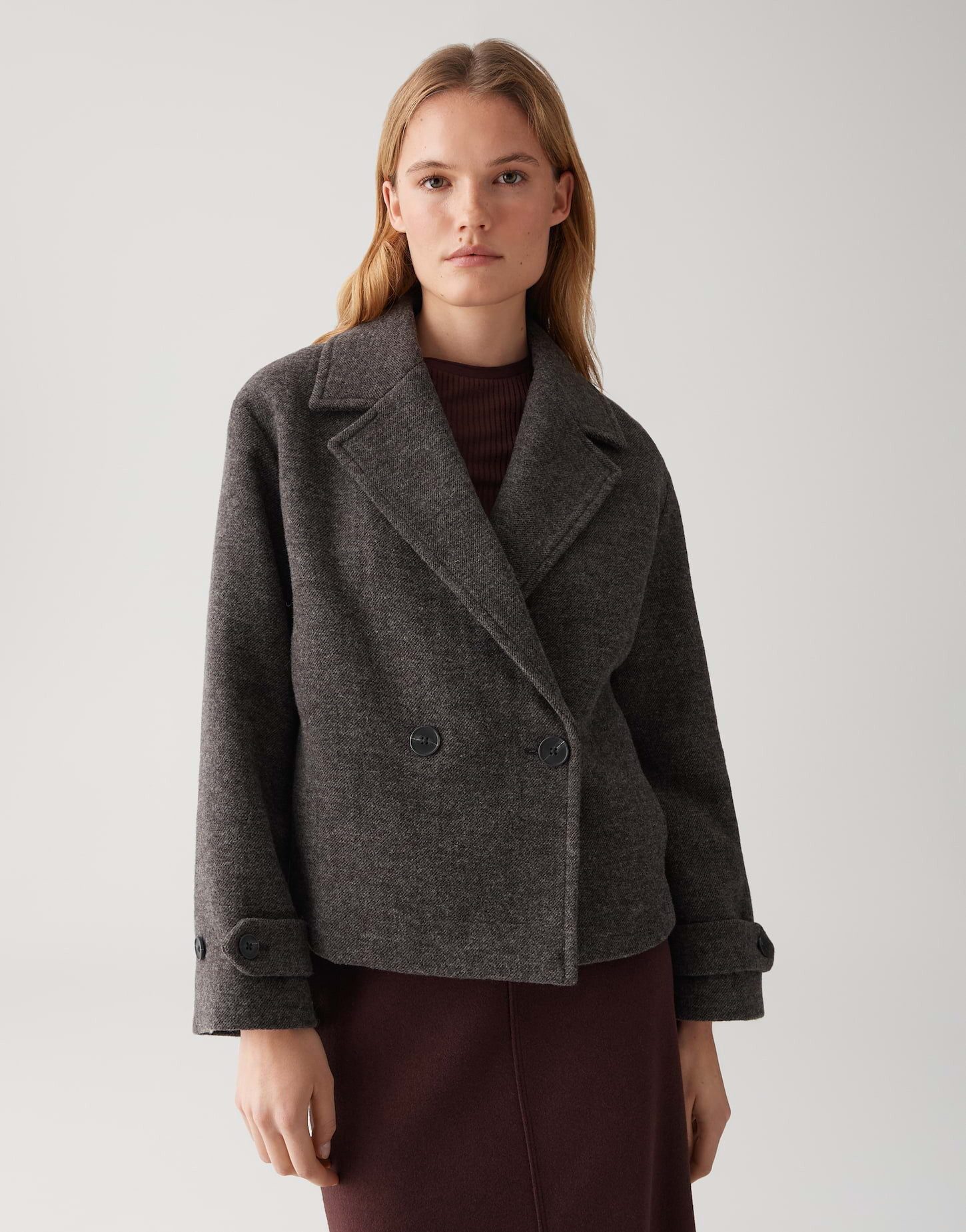 OPUS Cabanjacke HALLYN aus feinem Wollmix Reverskragen, Melangé-Effekt, zwe günstig online kaufen