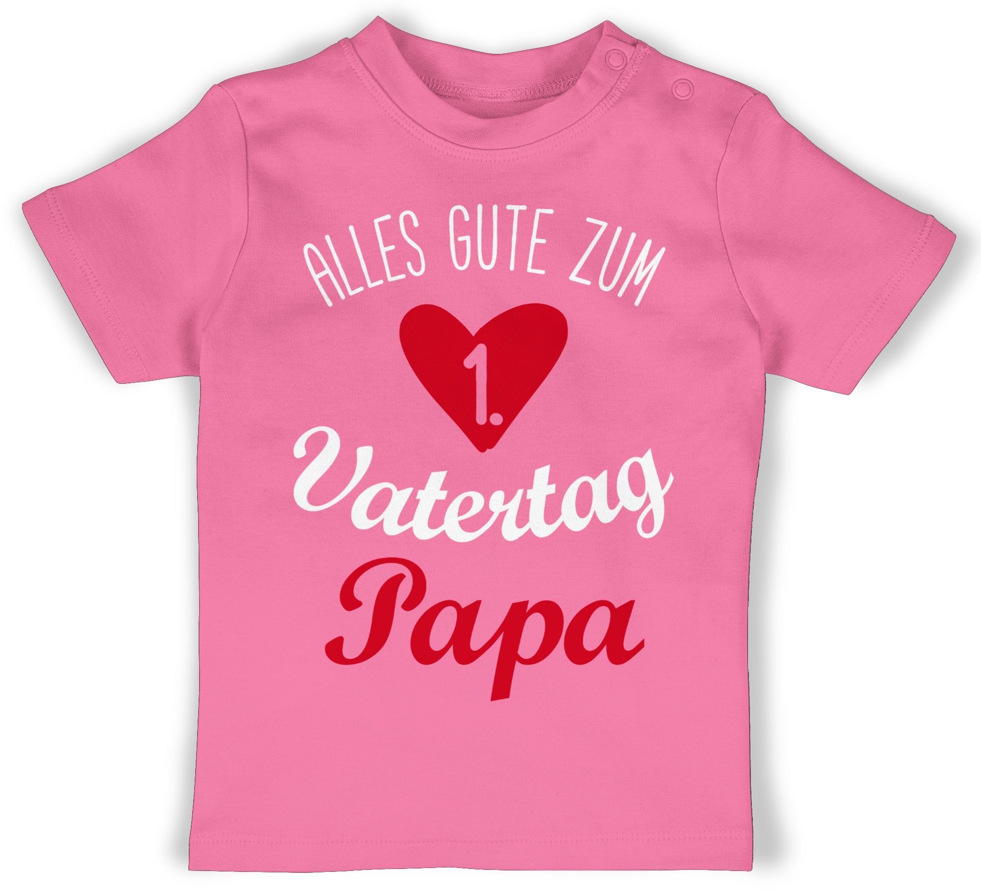 Shirtracer T-Shirt Alles gute zum ersten Vatertag weiß Geschenk Vatertag Baby 2 Pink