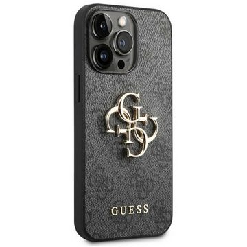 Guess Handyhülle Guess Big Metal Logo Collection Apple iPhone 14 Pro Hard Case Cover Schutzhülle Grau