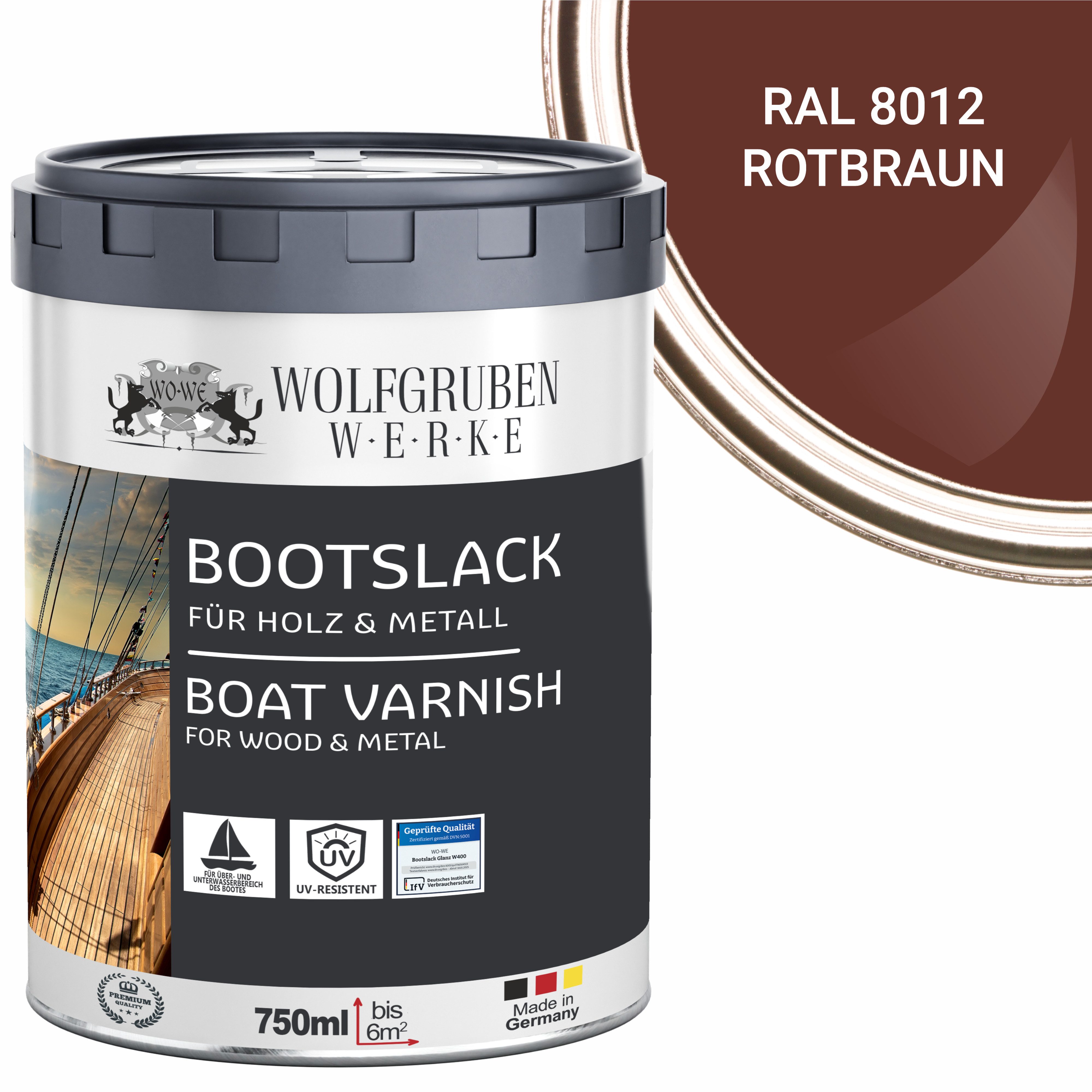 WO-WE Lack Bootslack Schiffslack Parkettlack Yachtlack W400, 0,75-5L, Seidenglänzend, Lösemittelbasis