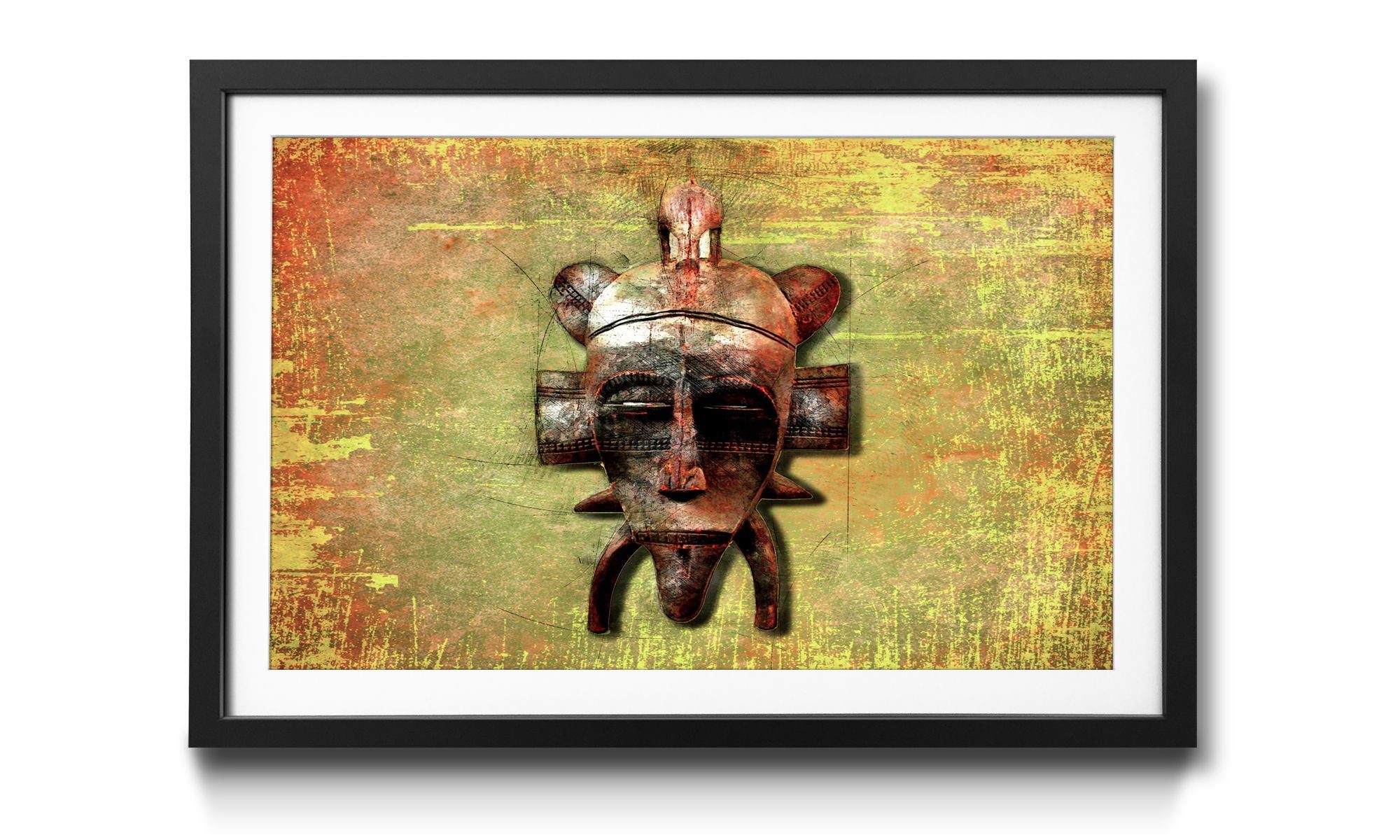 WandbilderXXL Maske, mit in Rahmen Wandbild, erhältlich Bild 4 Größen Tribe Afrikanische Lord,