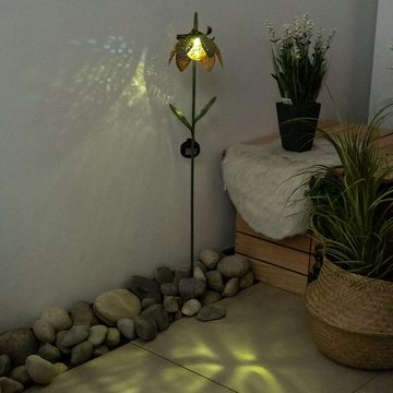 Globo LED Solarleuchte, LED-Leuchtmittel fest verbaut, Kaltweiß, Solarleuchte Stecklampe Außenleuchte LED Crackle-Glas Blume Garten 2x