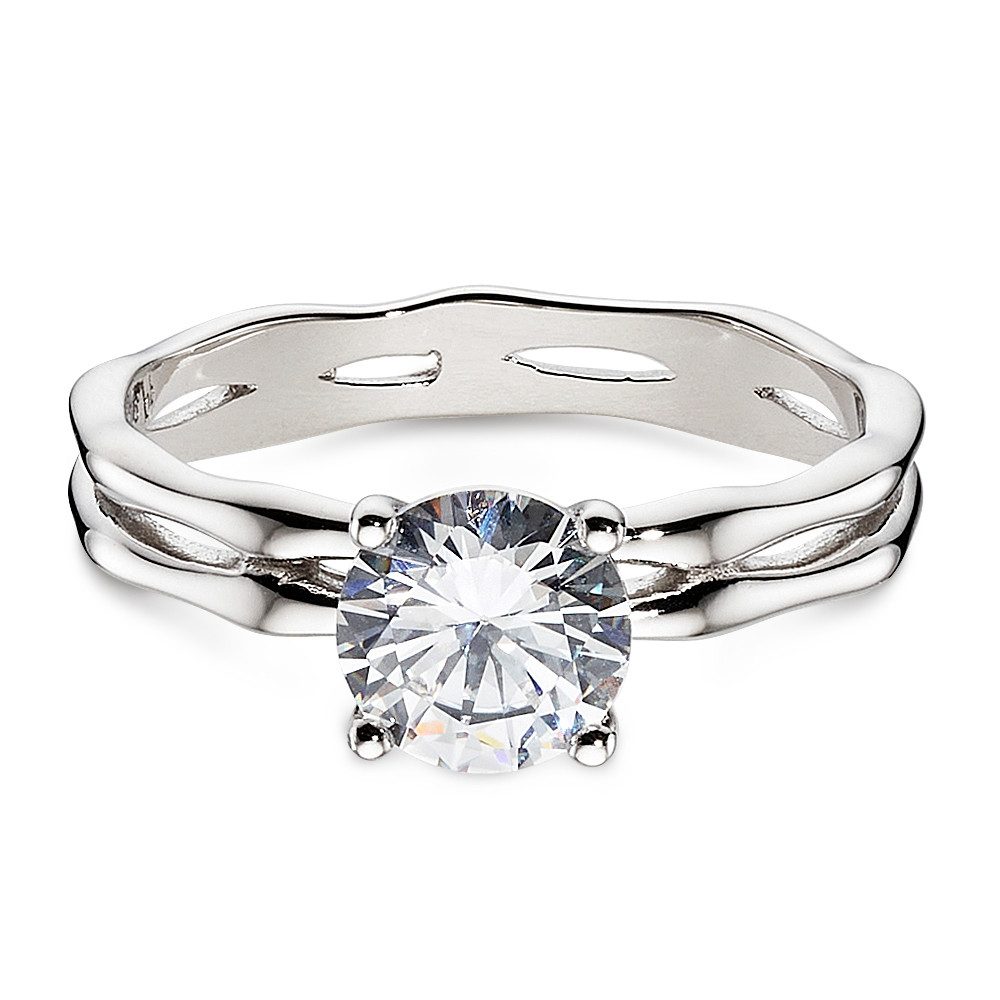 Bruno Banani Solitärring Schmuck Geschenk Verlobungsring rhodiniert, mit Zirkonia (synth)