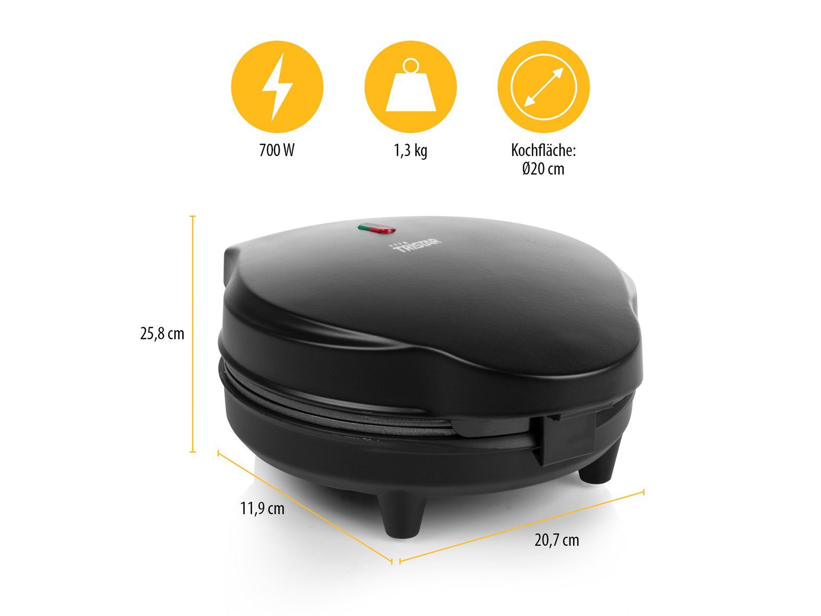 Tristar Waffeleisen, 700 W, Hörncheneisen, Hörnchenautomat für Eis Waffel-Hörnchen, Wafflemaker