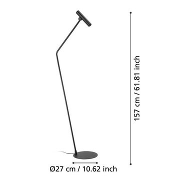 EGLO Stehlampe ALMUDAINA, LED fest integriert, Warmweiß, Stehlampe, Metall in Schwarz, Wohnzimmerlampe, Lampe Wohnzimmer, 157cm